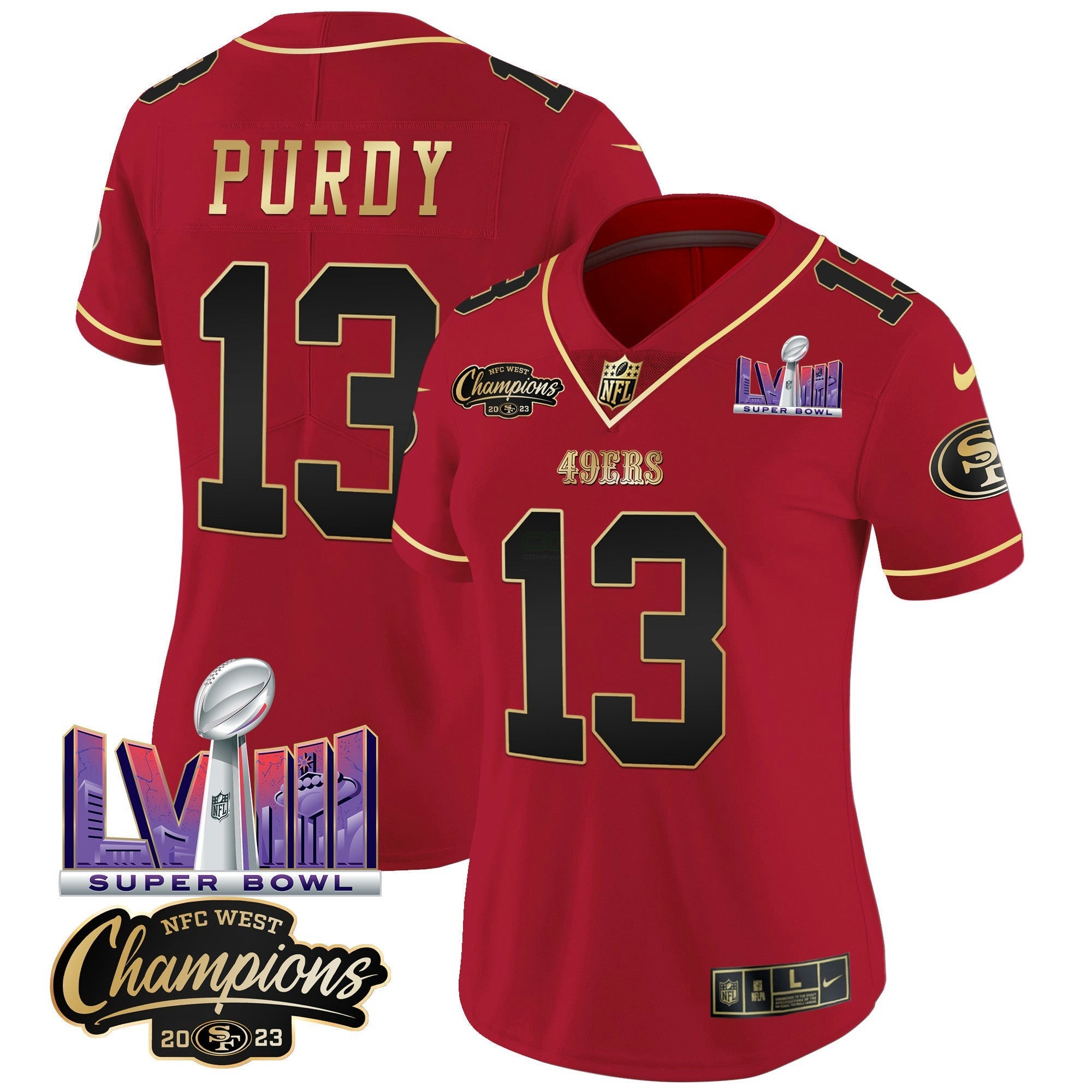 Camisa NFL Women’s NFC West Champions & Super Bowl LVIII Patch Vapor Jersey V2