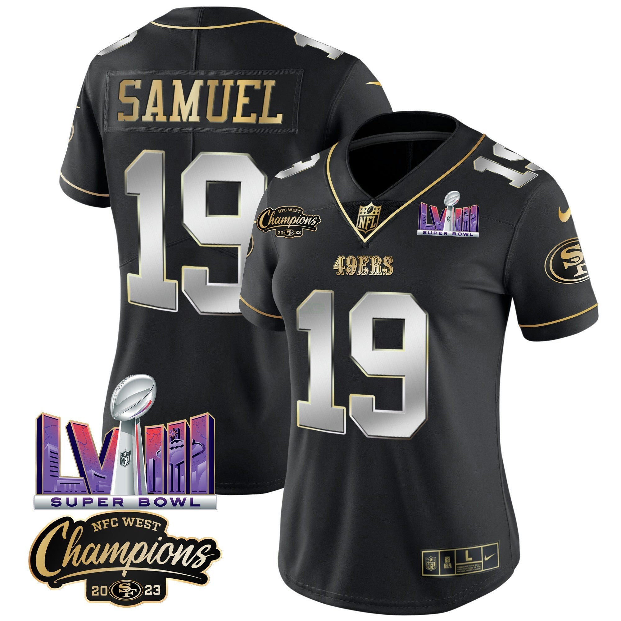 Camisa NFL Women’s NFC West Champions & Super Bowl LVIII Patch Vapor Jersey V2