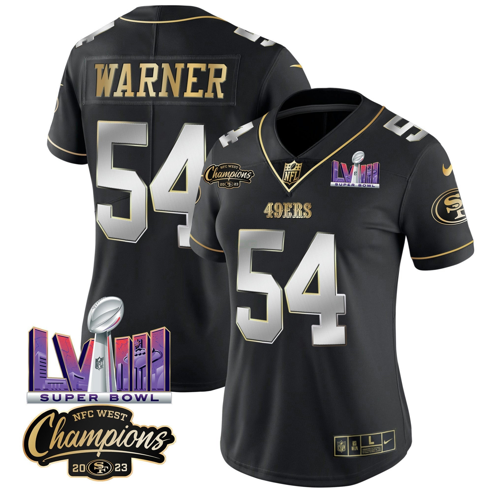 Camisa NFL Women’s NFC West Champions & Super Bowl LVIII Patch Vapor Jersey V2