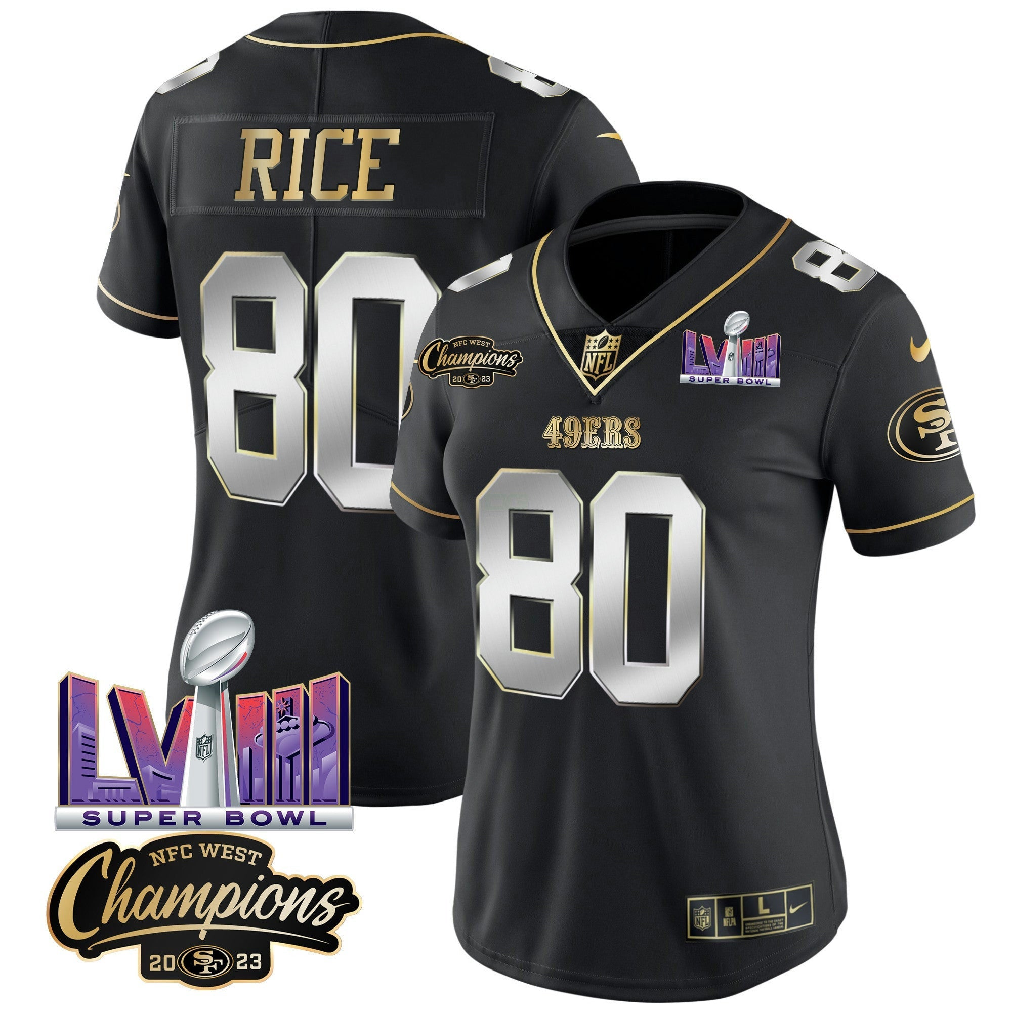 Camisa NFL Women’s NFC West Champions & Super Bowl LVIII Patch Vapor Jersey V2