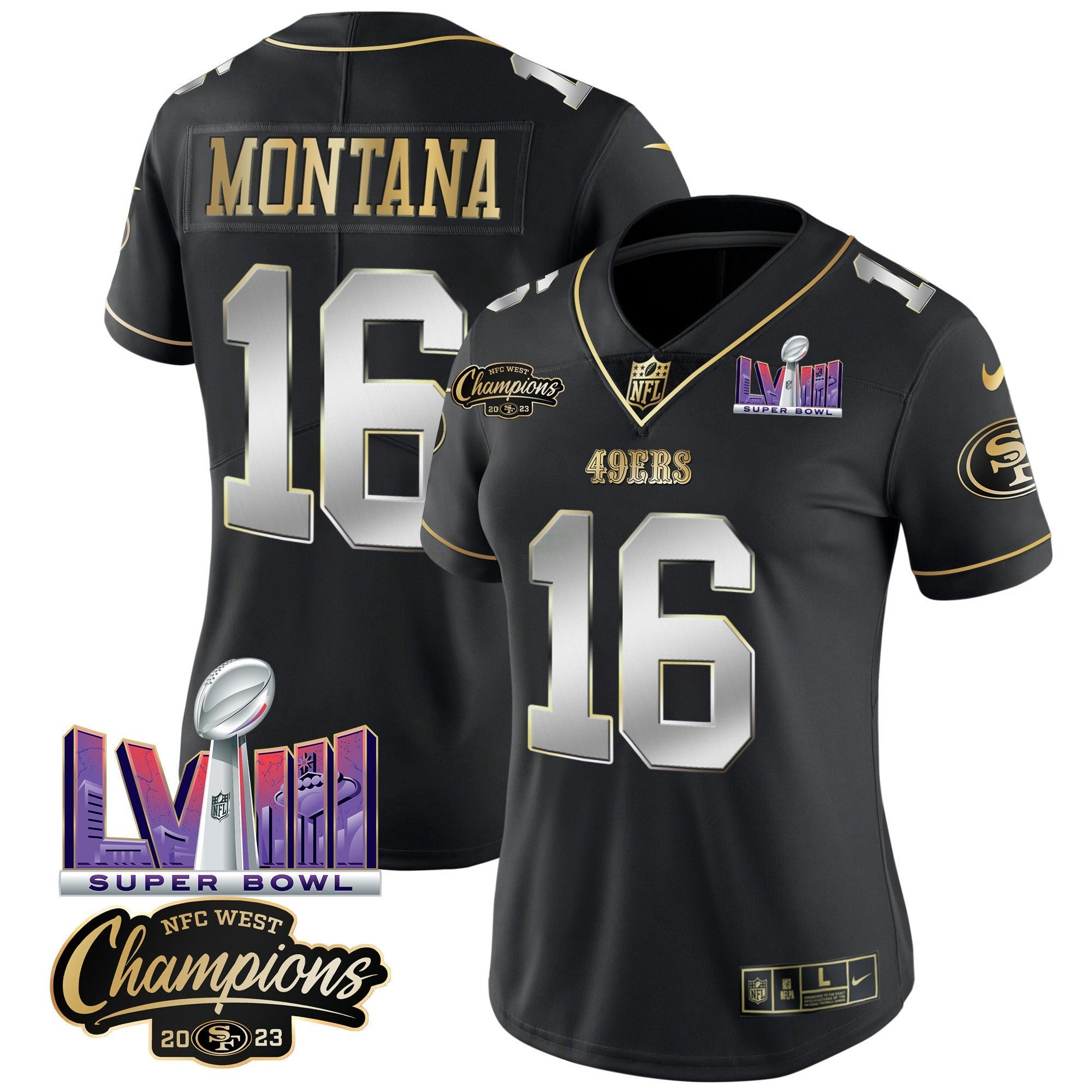Camisa NFL Women’s NFC West Champions & Super Bowl LVIII Patch Vapor Jersey V2