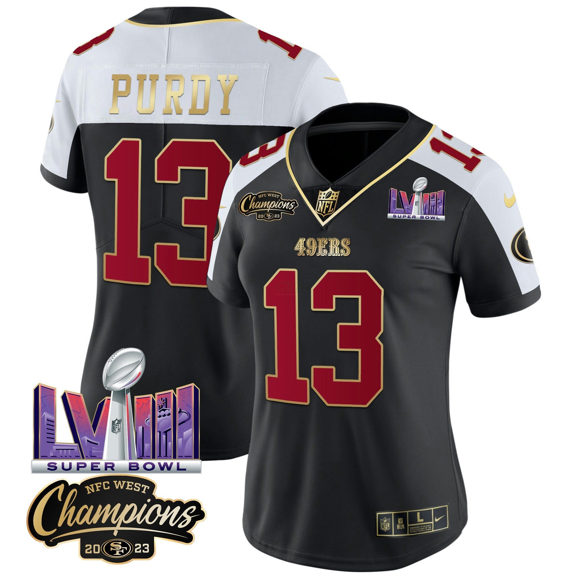 Camisa NFL Women’s NFC West Champions & Super Bowl LVIII Patch Vapor Jersey V2
