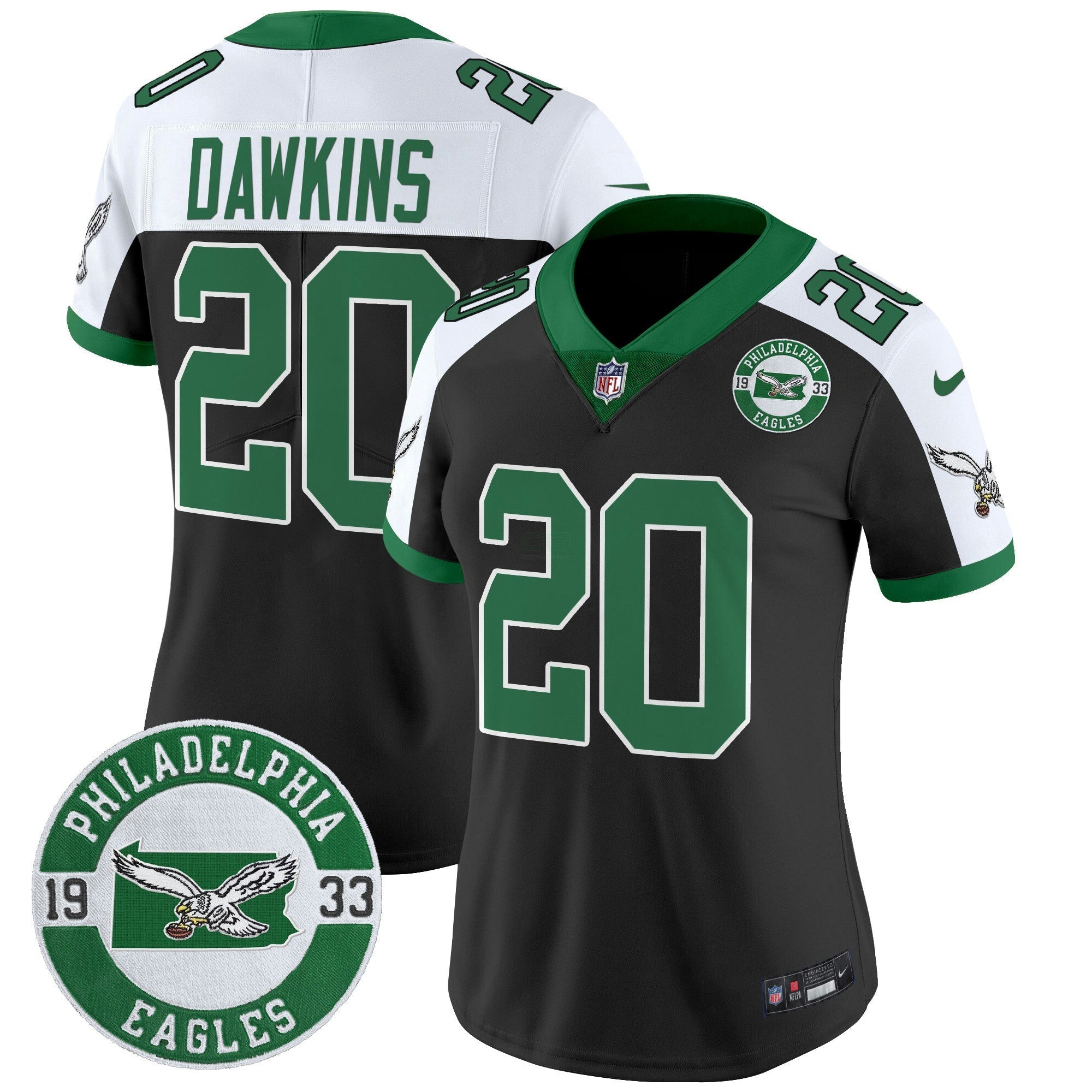 Camisa NFL Women’s Philadelphia 2024 Throwback Vapor Limited Jersey – Est. 1933 Patch