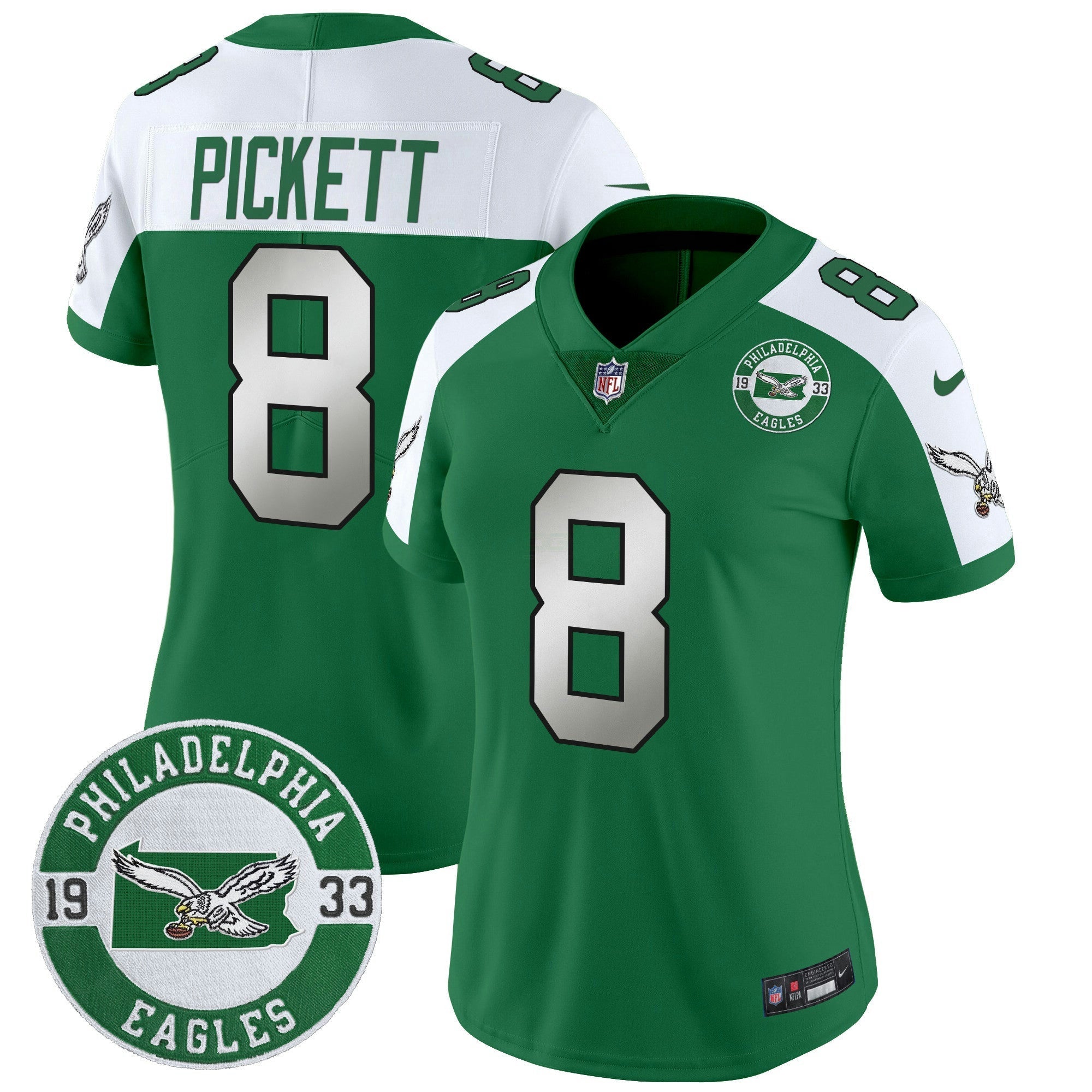 Camisa NFL Women’s Philadelphia 2024 Throwback Vapor Limited Jersey – Est. 1933 Patch