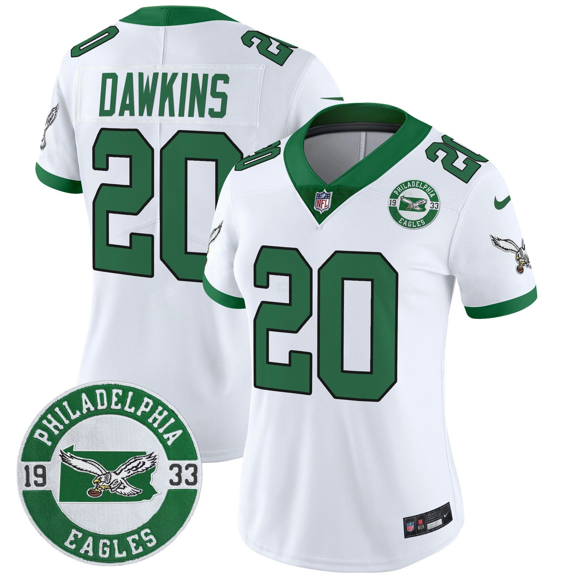 Camisa NFL Women’s Philadelphia 2024 Throwback Vapor Limited Jersey – Est. 1933 Patch