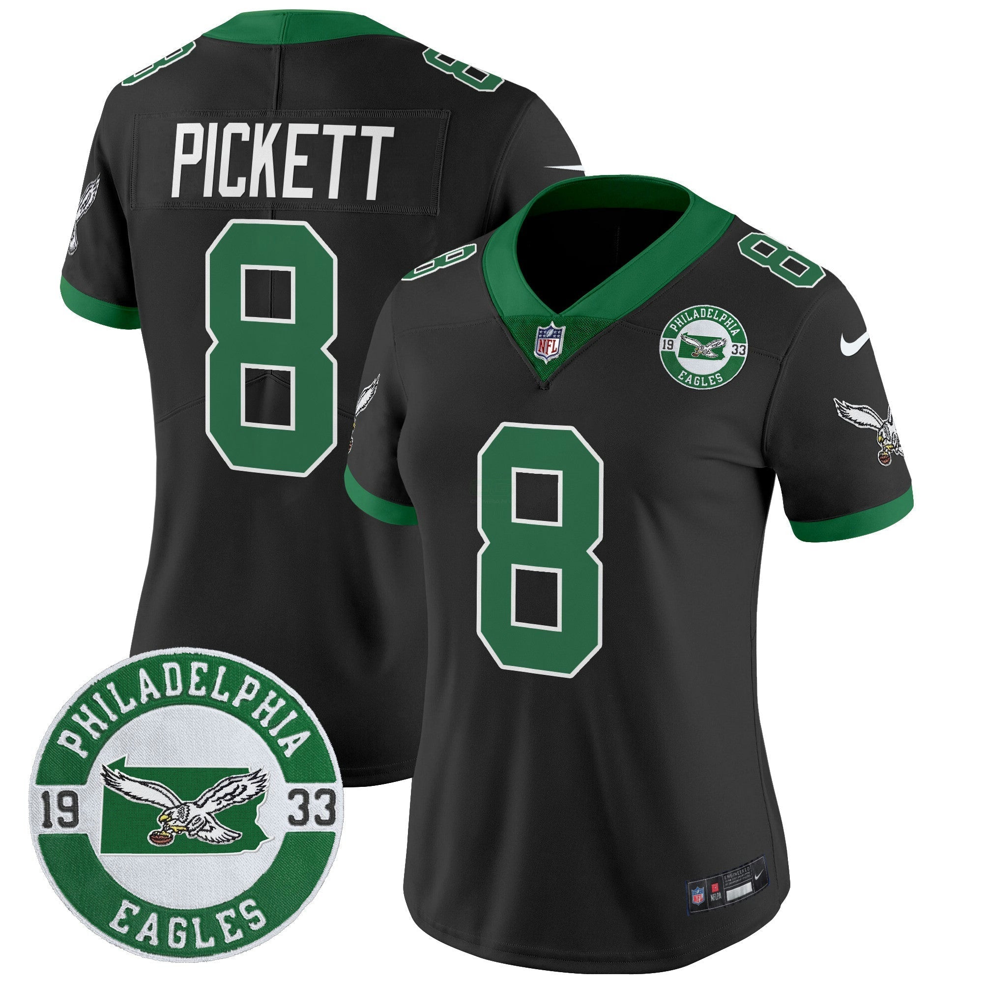 Camisa NFL Women’s Philadelphia 2024 Throwback Vapor Limited Jersey – Est. 1933 Patch