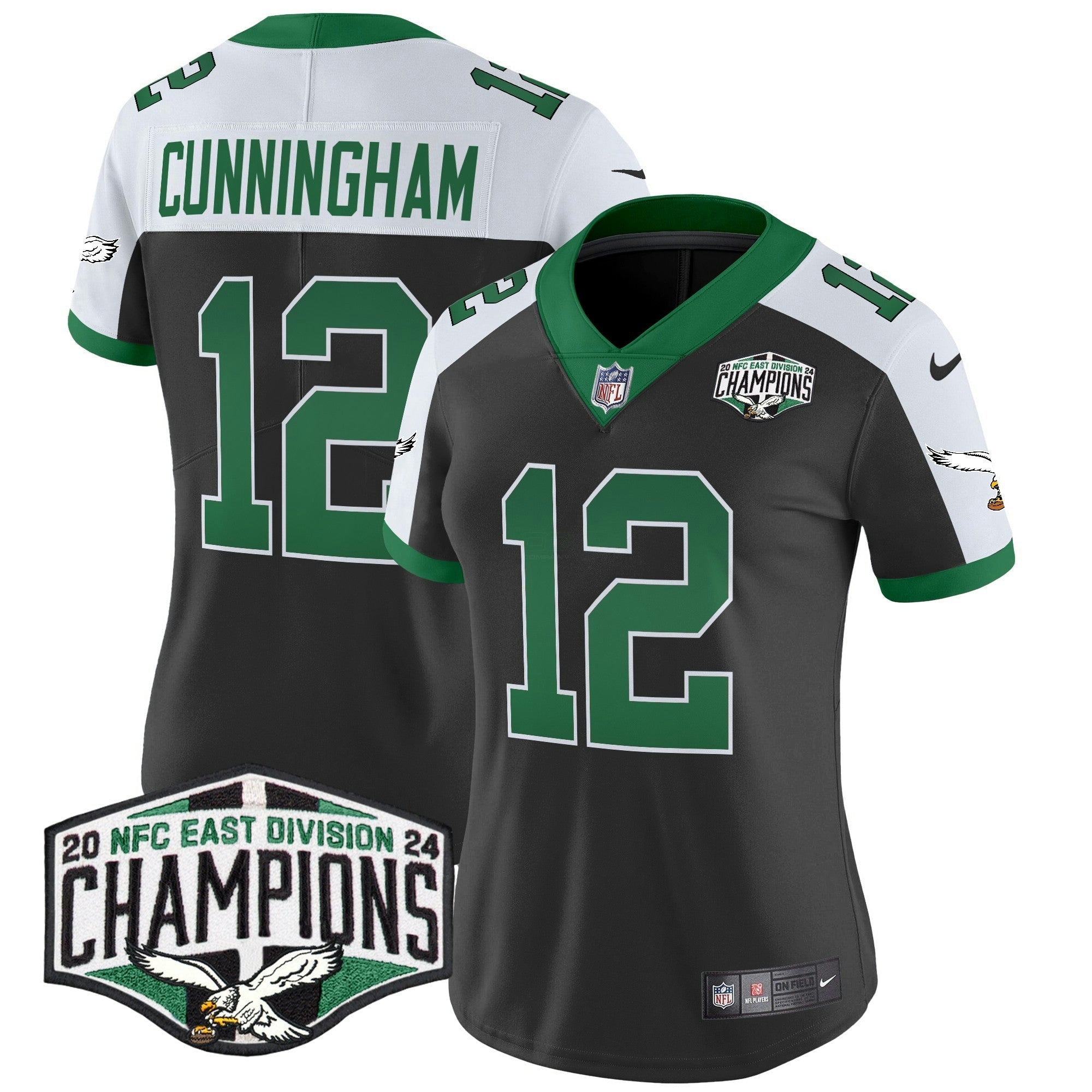 Camisa NFL Women’s Philadelphia Kelly Green 2024 NFC East Division Champions Vapor Limited Jersey