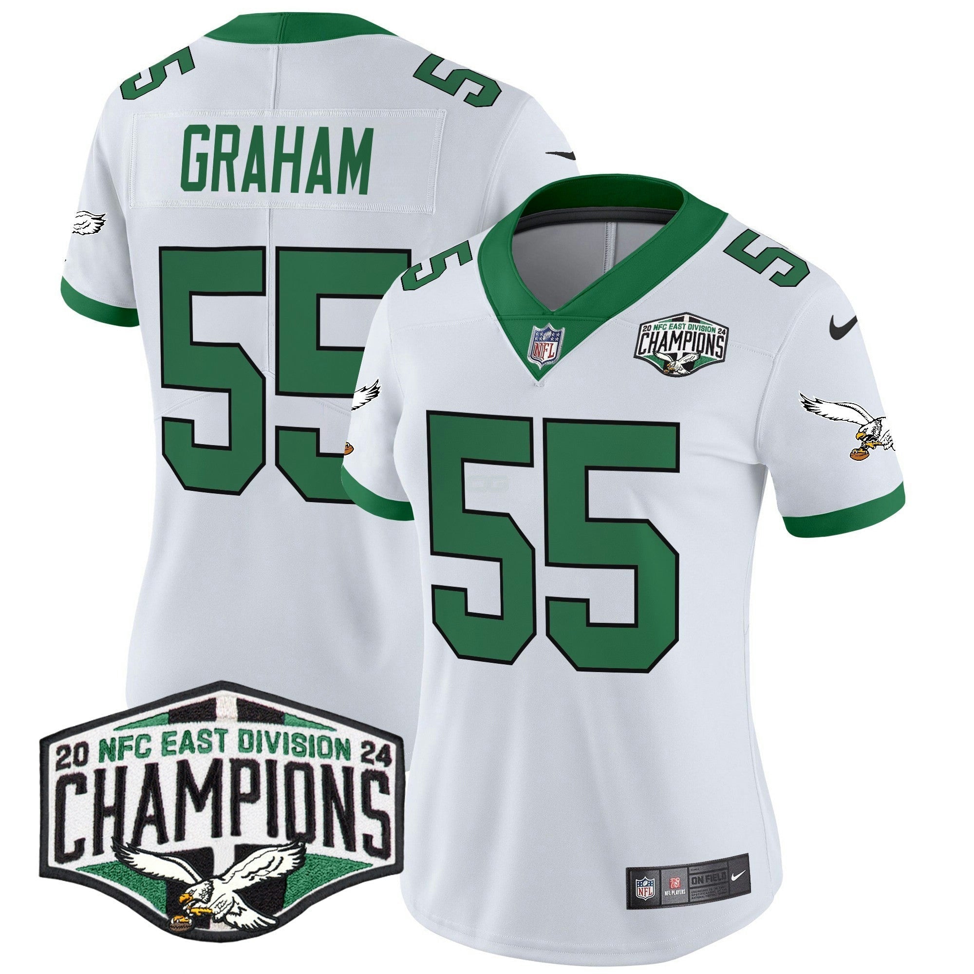 Camisa NFL Women’s Philadelphia Kelly Green 2024 NFC East Division Champions Vapor Limited Jersey