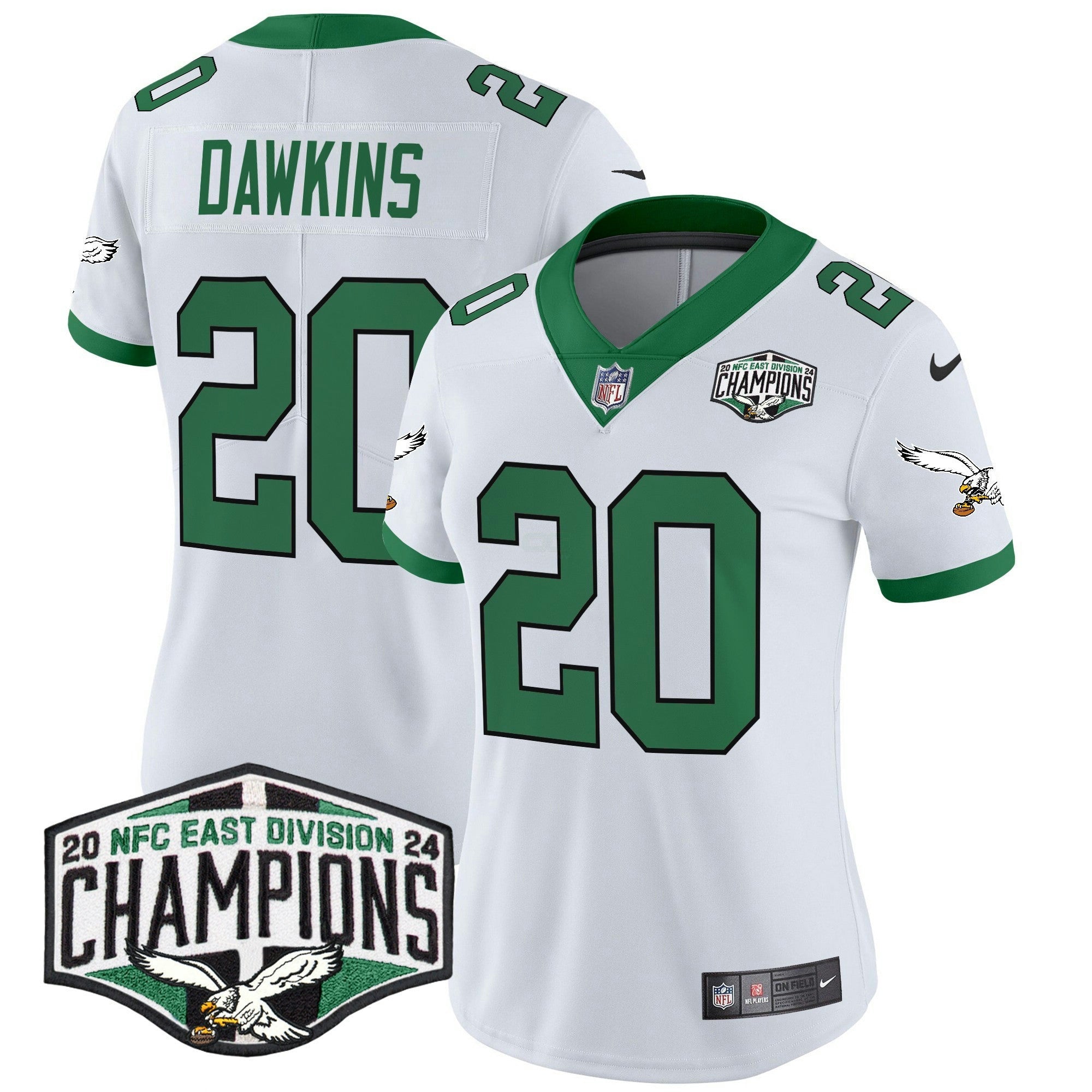 Camisa NFL Women’s Philadelphia Kelly Green 2024 NFC East Division Champions Vapor Limited Jersey