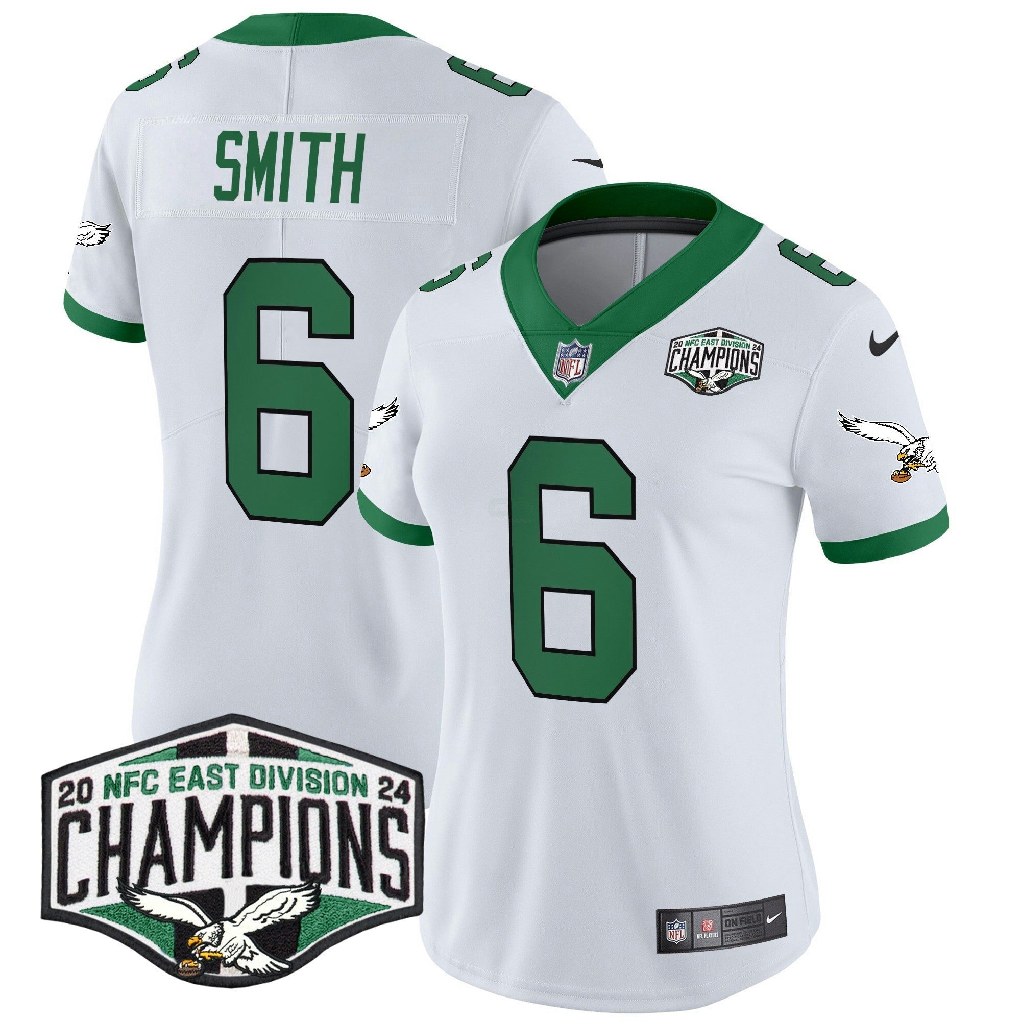 Camisa NFL Women’s Philadelphia Kelly Green 2024 NFC East Division Champions Vapor Limited Jersey