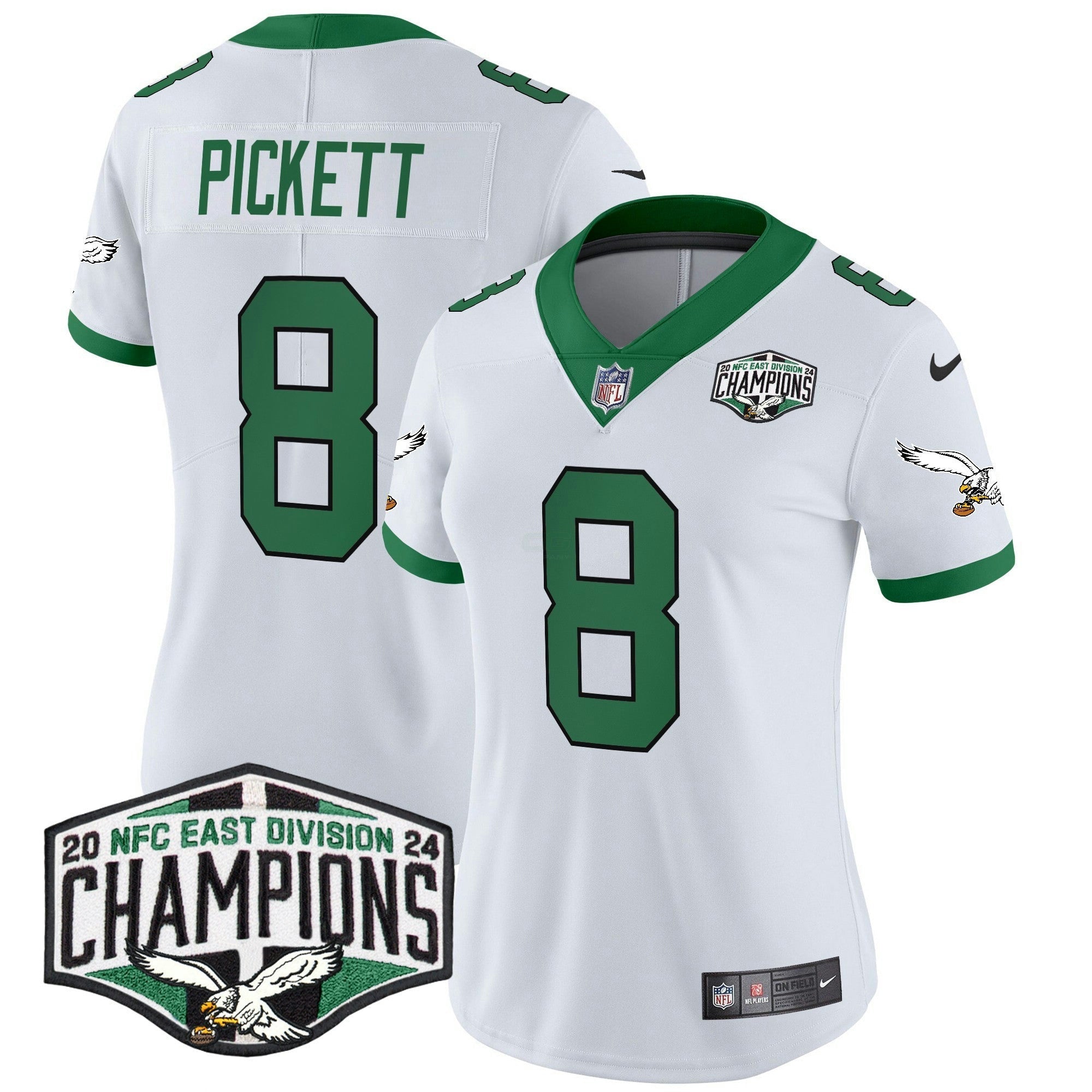 Camisa NFL Women’s Philadelphia Kelly Green 2024 NFC East Division Champions Vapor Limited Jersey