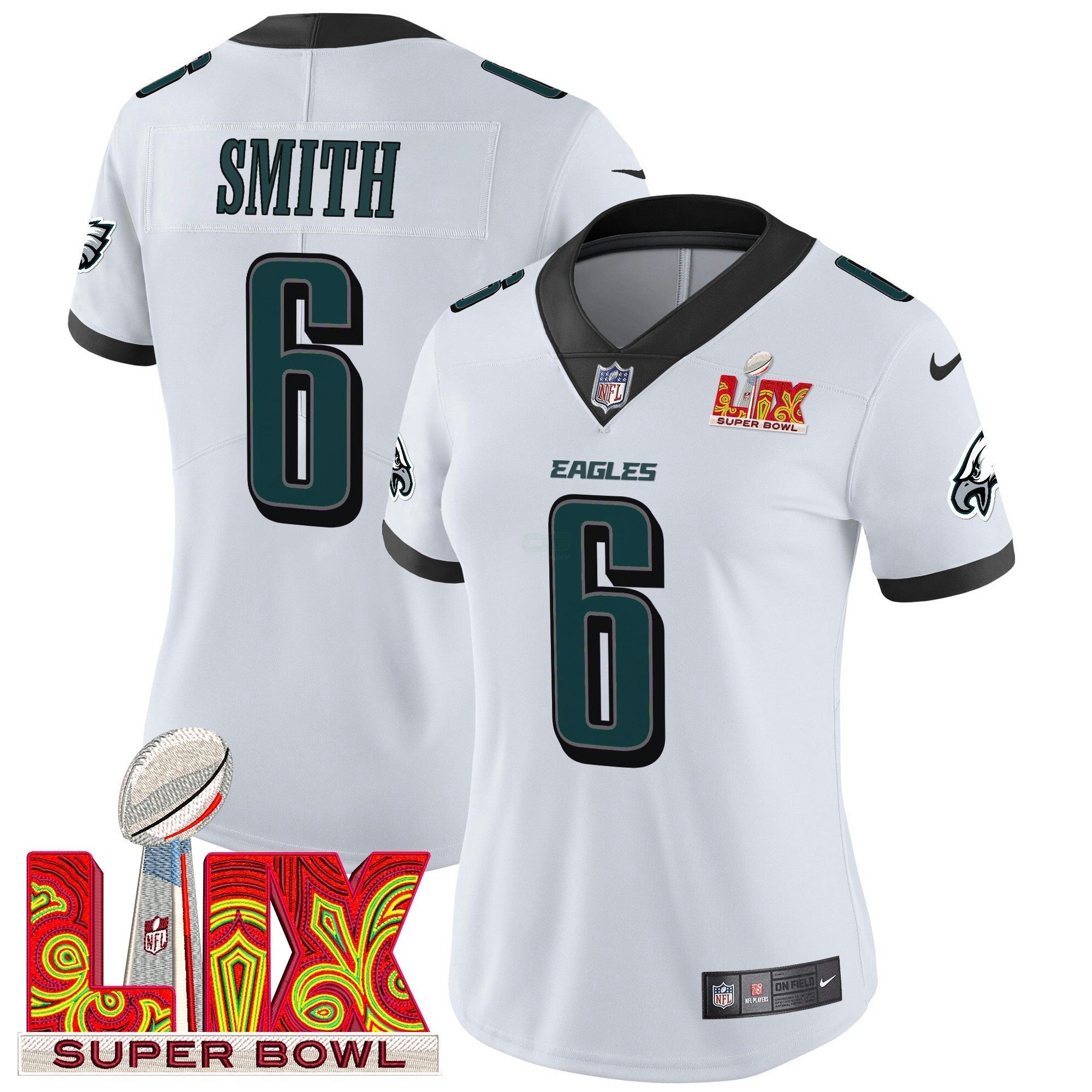 Camisa NFL Women’s Philadelphia Super Bowl LIX Patch Vapor Limited Jersey