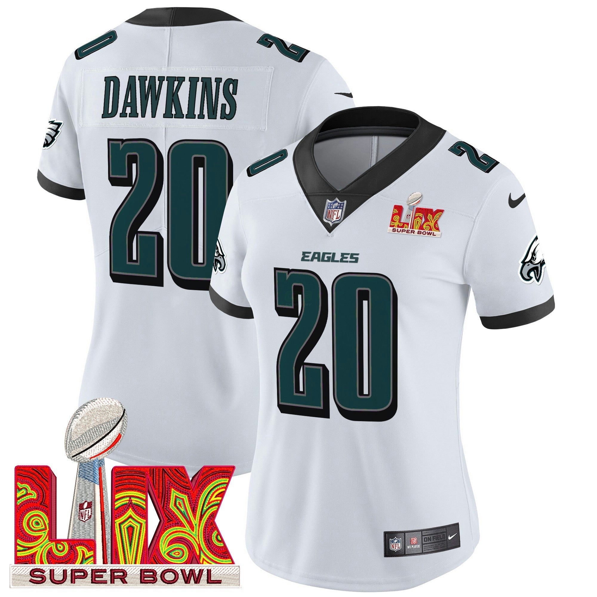 Camisa NFL Women’s Philadelphia Super Bowl LIX Patch Vapor Limited Jersey