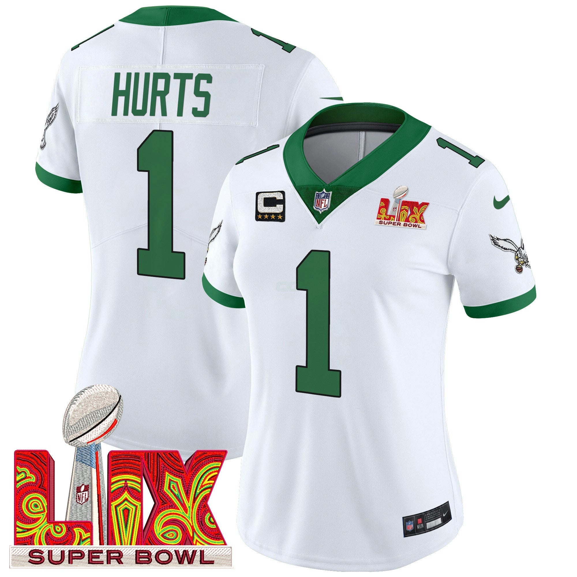 Camisa NFL Women’s Philadelphia Super Bowl LIX Patch Vapor Limited Jersey