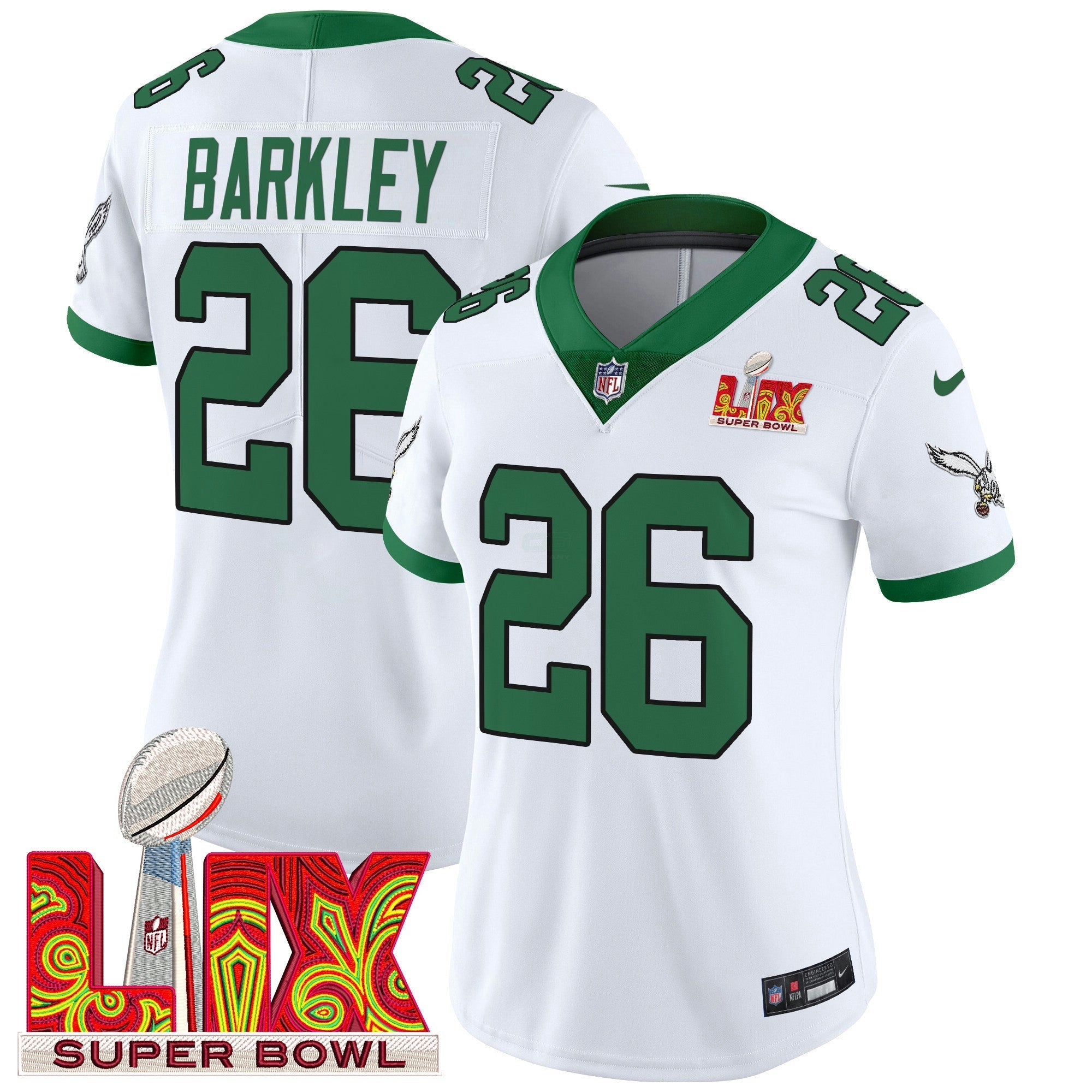 Camisa NFL Women’s Philadelphia Super Bowl LIX Patch Vapor Limited Jersey