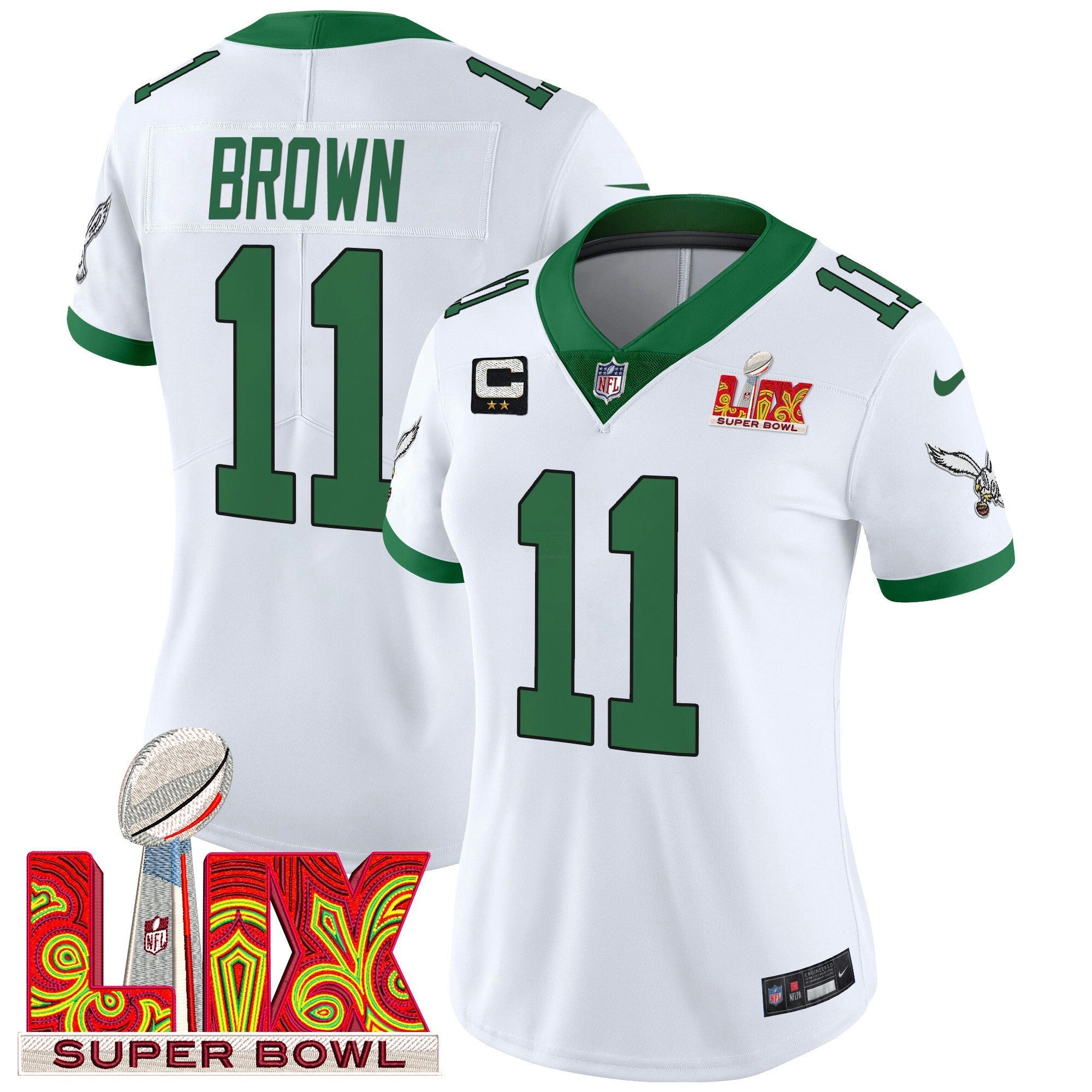 Camisa NFL Women’s Philadelphia Super Bowl LIX Patch Vapor Limited Jersey