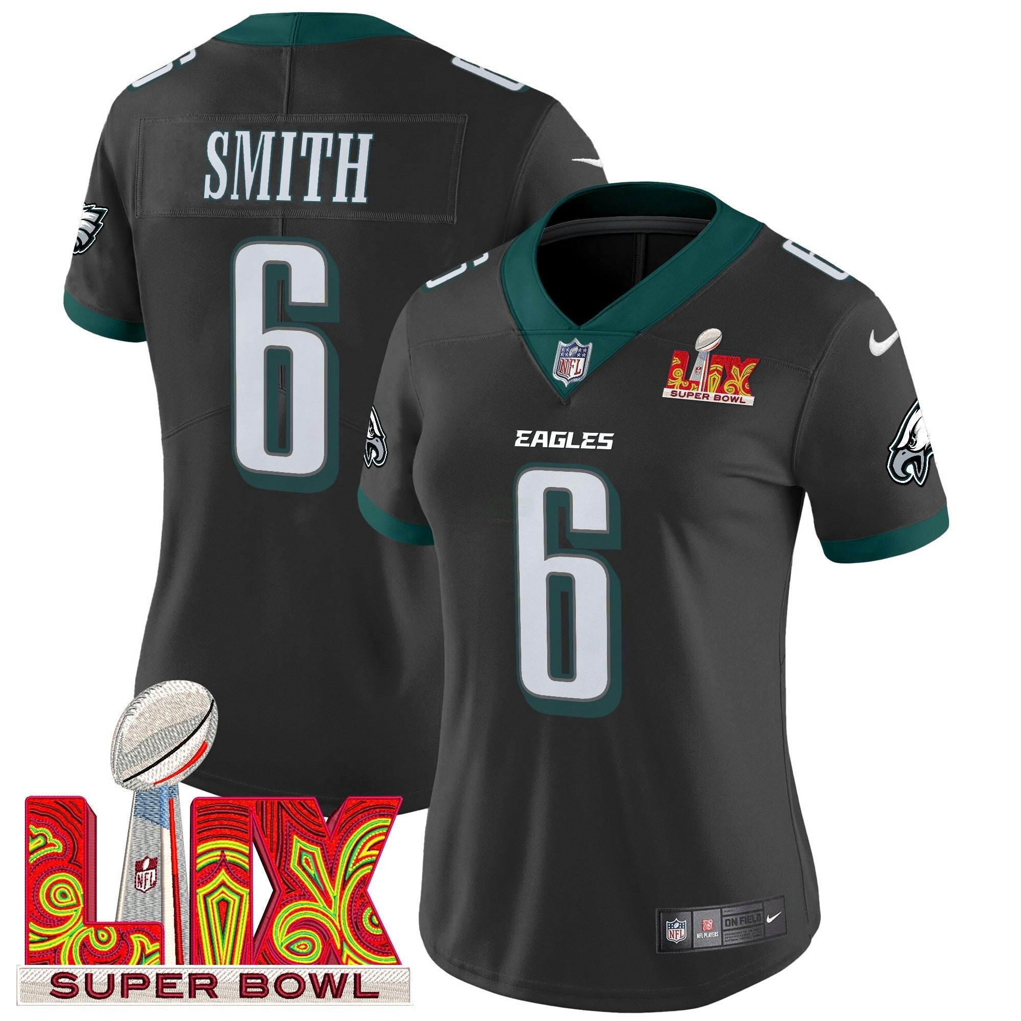 Camisa NFL Women’s Philadelphia Super Bowl LIX Patch Vapor Limited Jersey