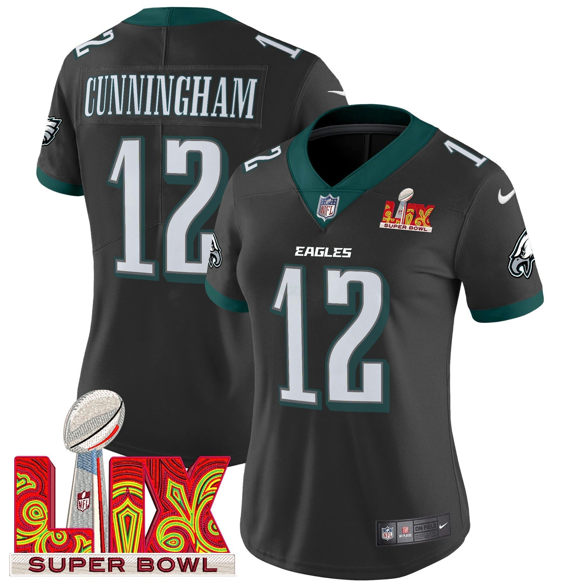 Camisa NFL Women’s Philadelphia Super Bowl LIX Patch Vapor Limited Jersey