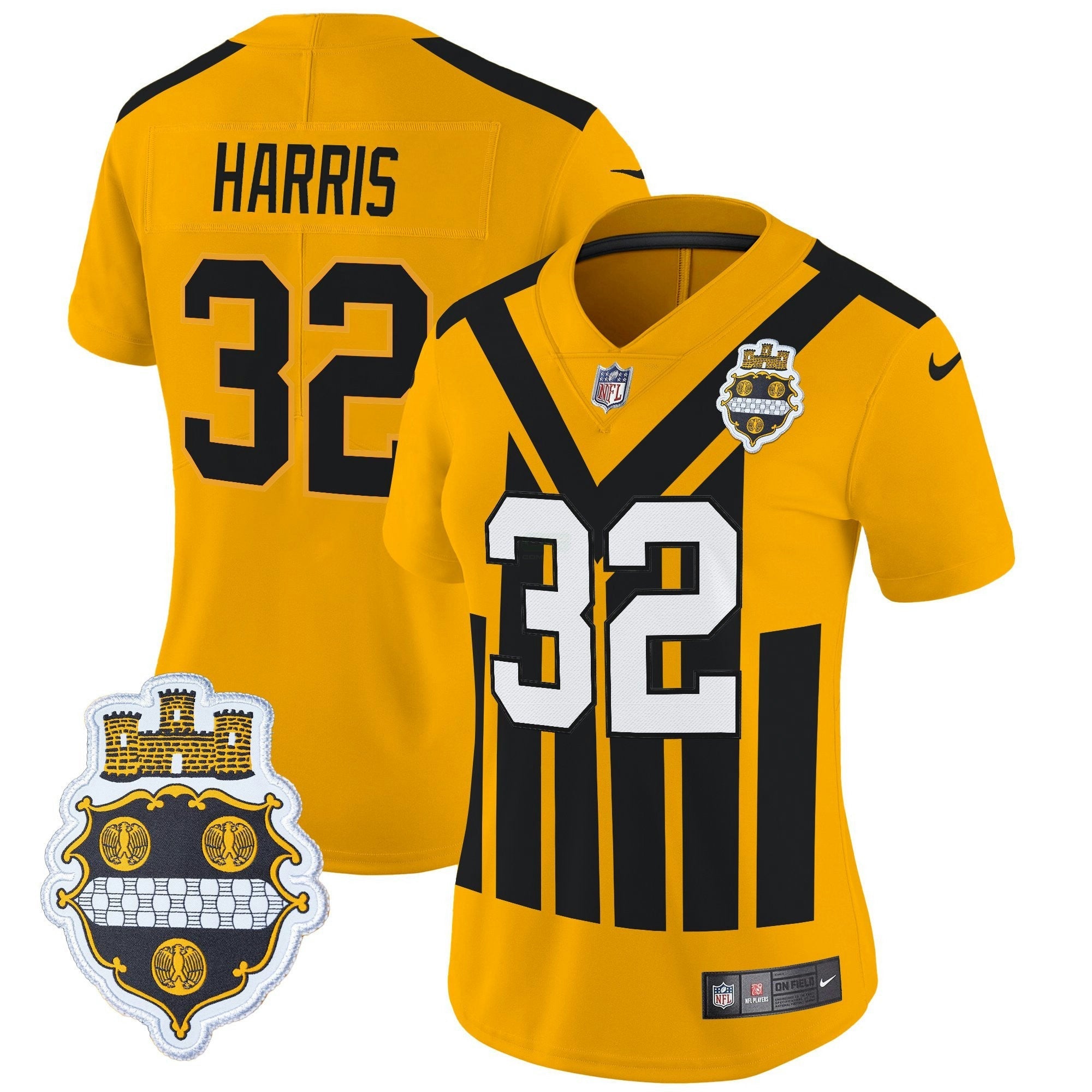 Camisa NFL Women’s Pittsburgh 1933 Patch Throwback Vapor Limited Jersey - Dourada