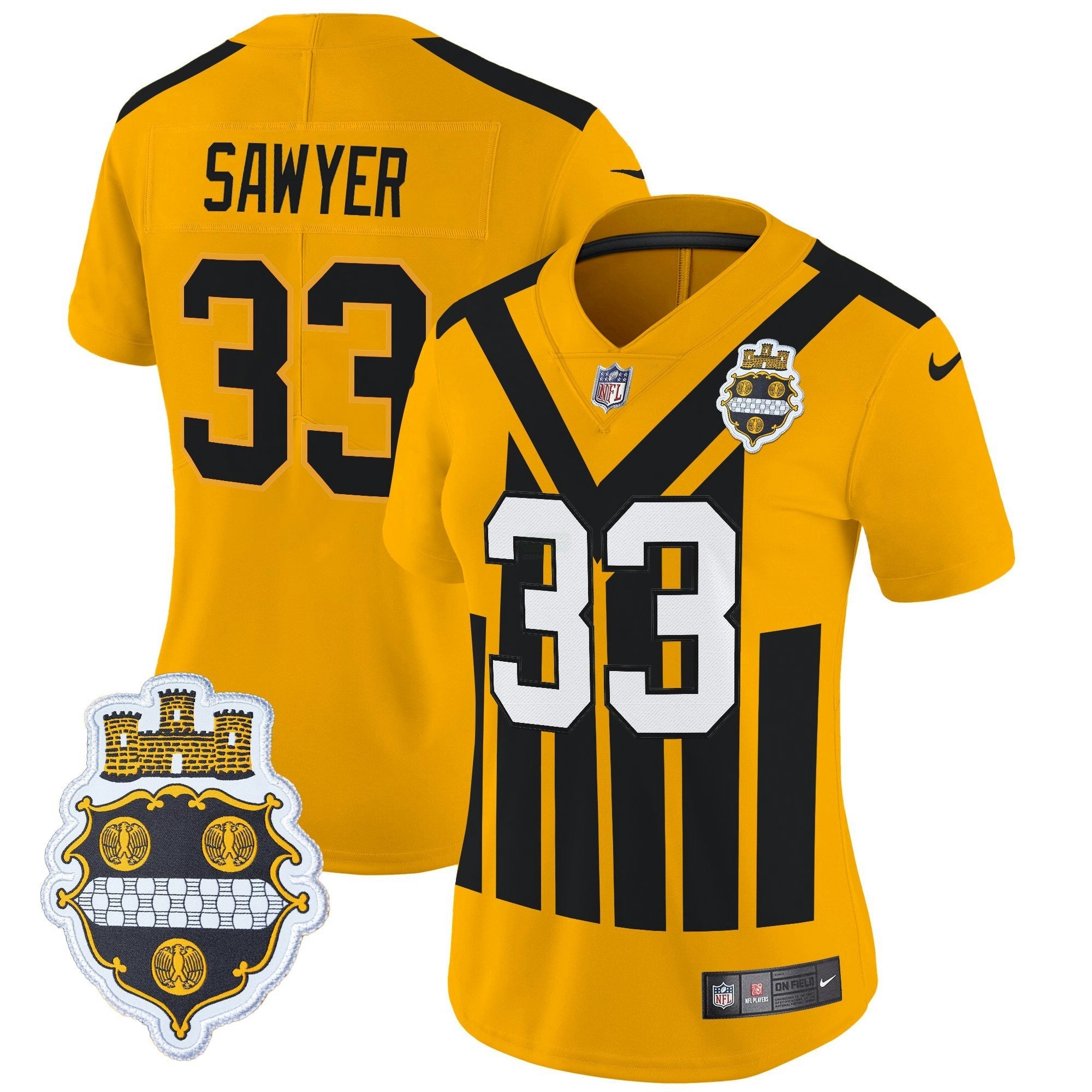 Camisa NFL Women’s Pittsburgh 1933 Patch Throwback Vapor Limited Jersey - Dourada