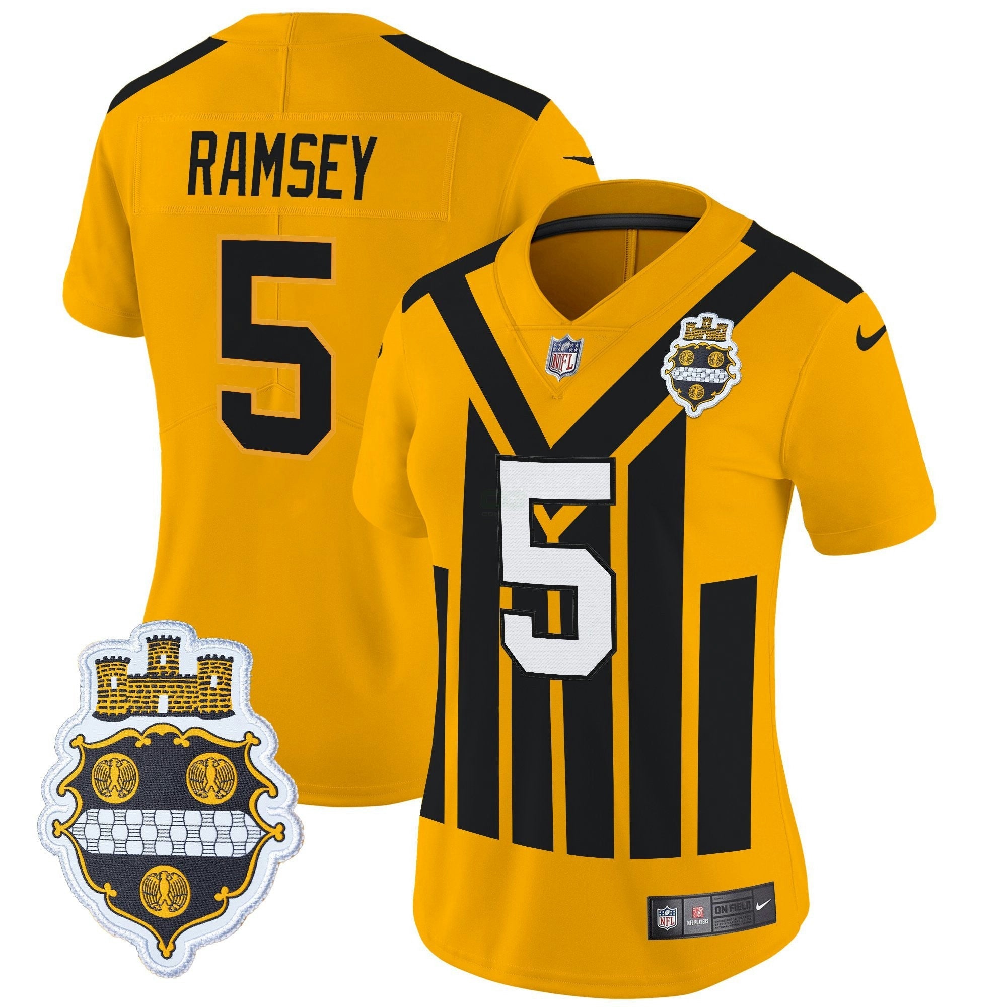 Camisa NFL Women’s Pittsburgh 1933 Patch Throwback Vapor Limited Jersey - Dourada