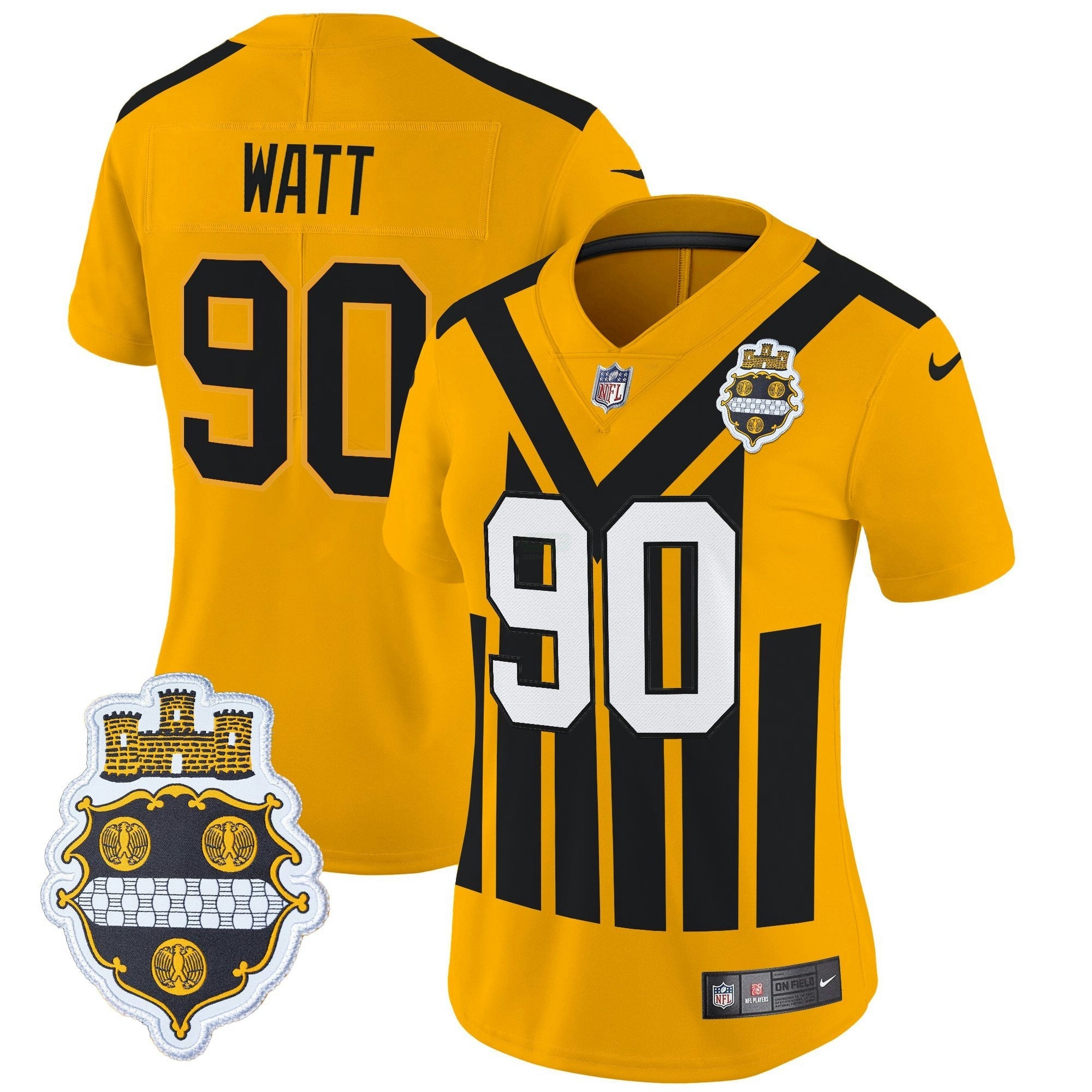 Camisa NFL Women’s Pittsburgh 1933 Patch Throwback Vapor Limited Jersey - Dourada