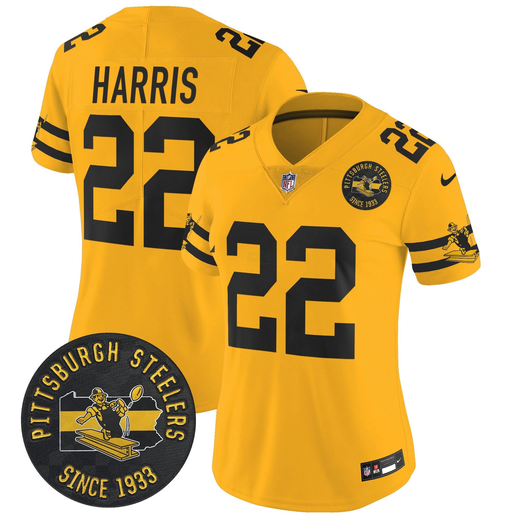 Camisa NFL Women’s Pittsburgh Throwback 1933 Patch Vapor Limited Jersey