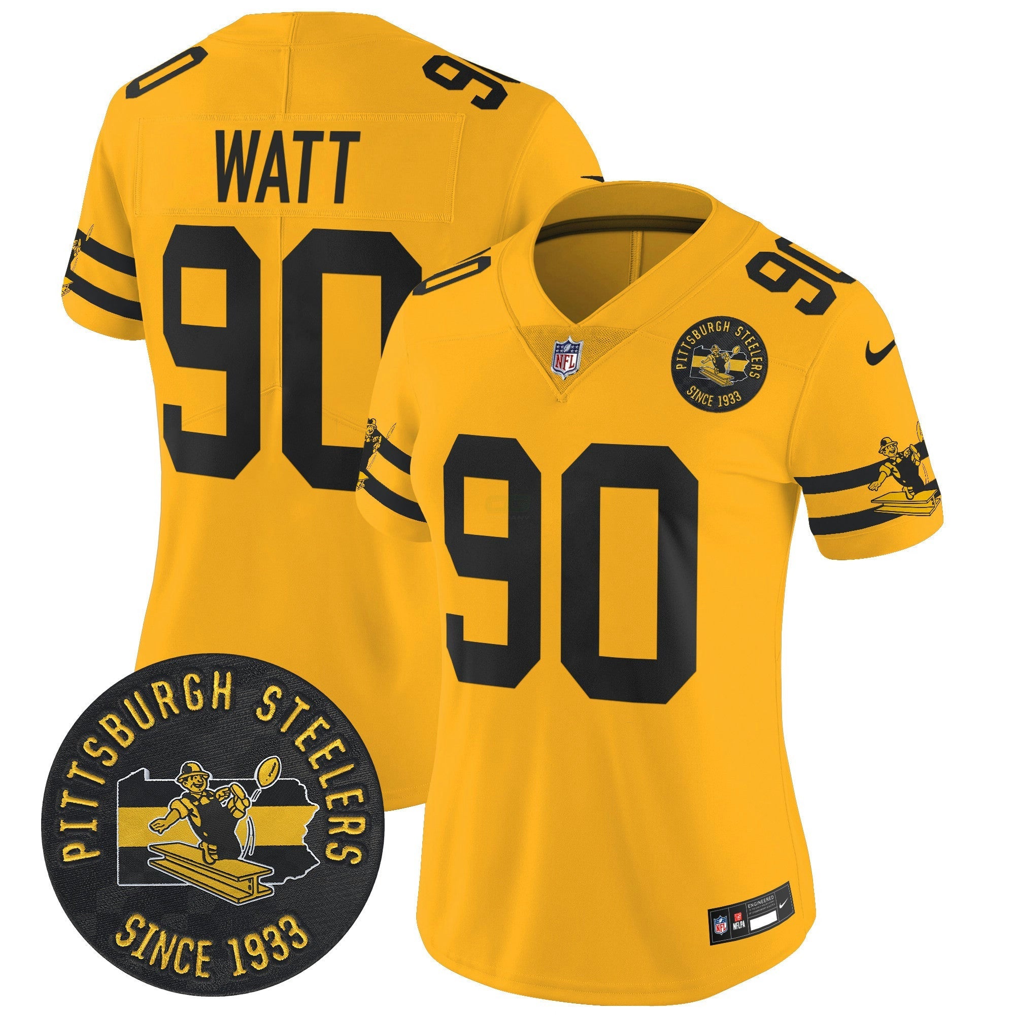Camisa NFL Women’s Pittsburgh Throwback 1933 Patch Vapor Limited Jersey