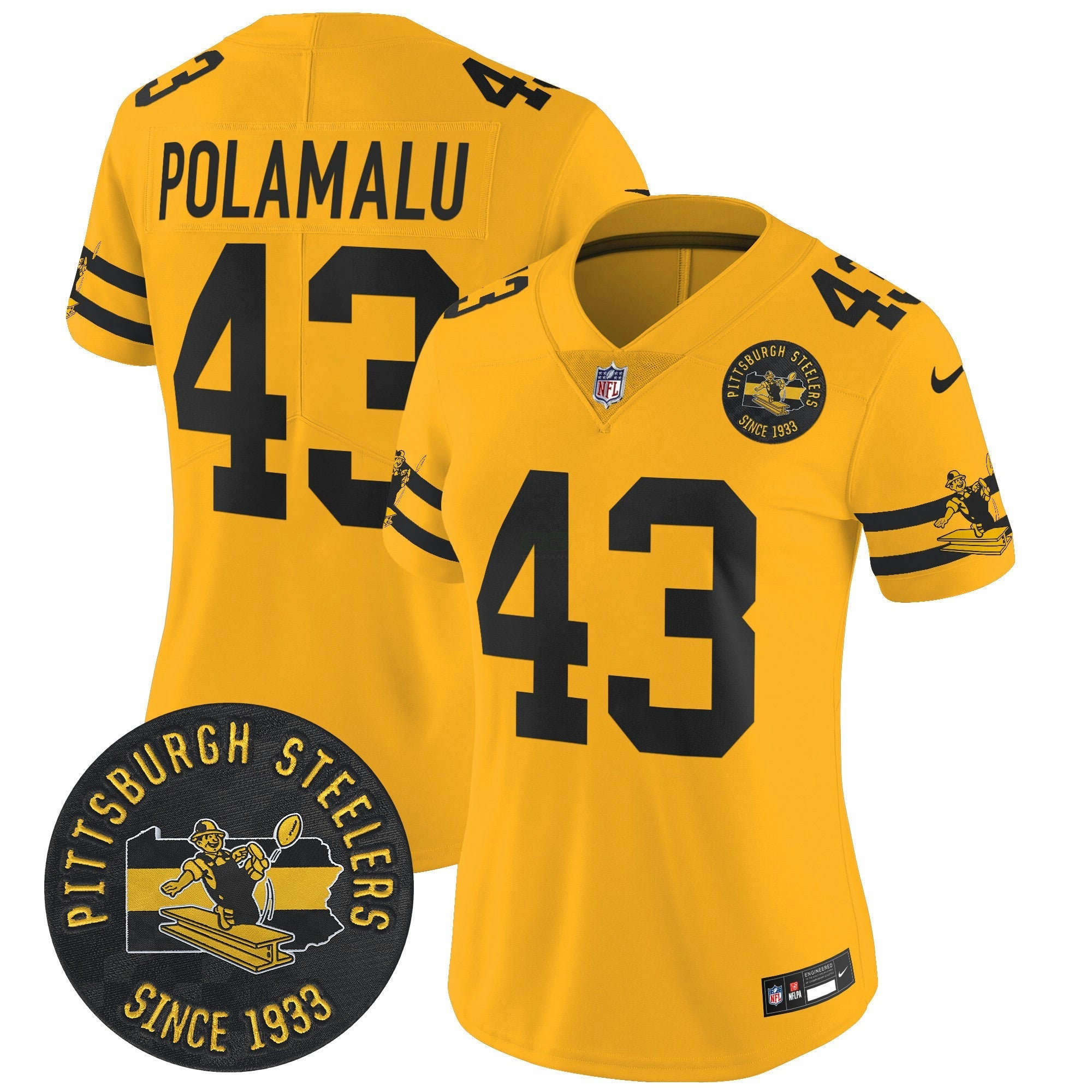 Camisa NFL Women’s Pittsburgh Throwback 1933 Patch Vapor Limited Jersey