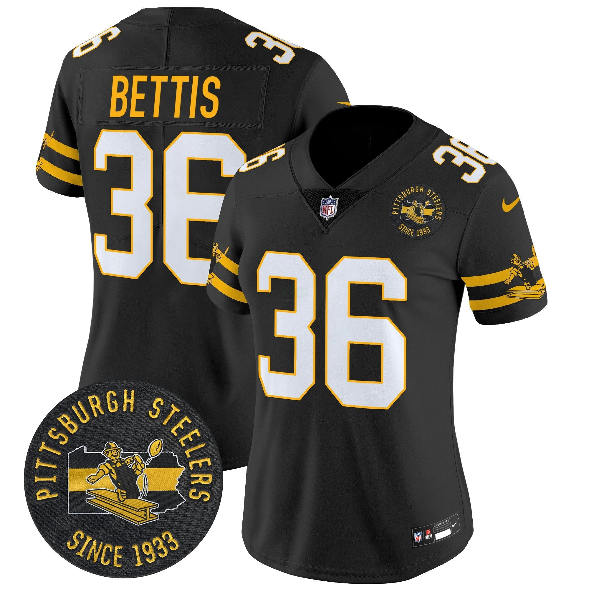 Camisa NFL Women’s Pittsburgh Throwback 1933 Patch Vapor Limited Jersey