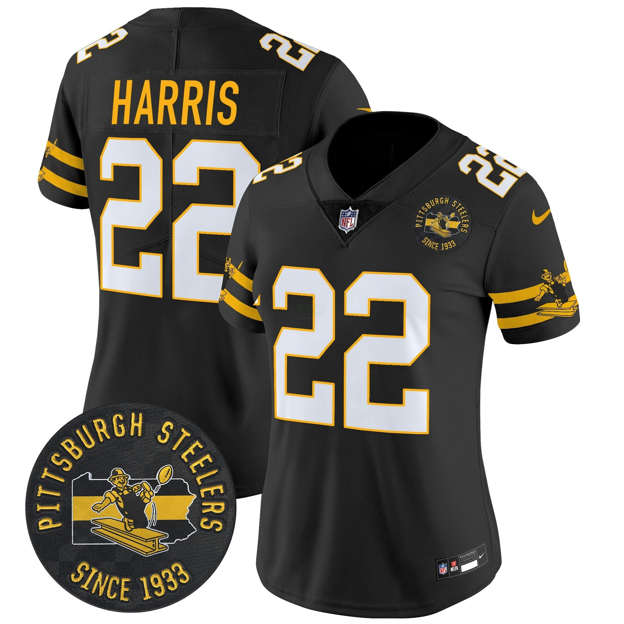 Camisa NFL Women’s Pittsburgh Throwback 1933 Patch Vapor Limited Jersey