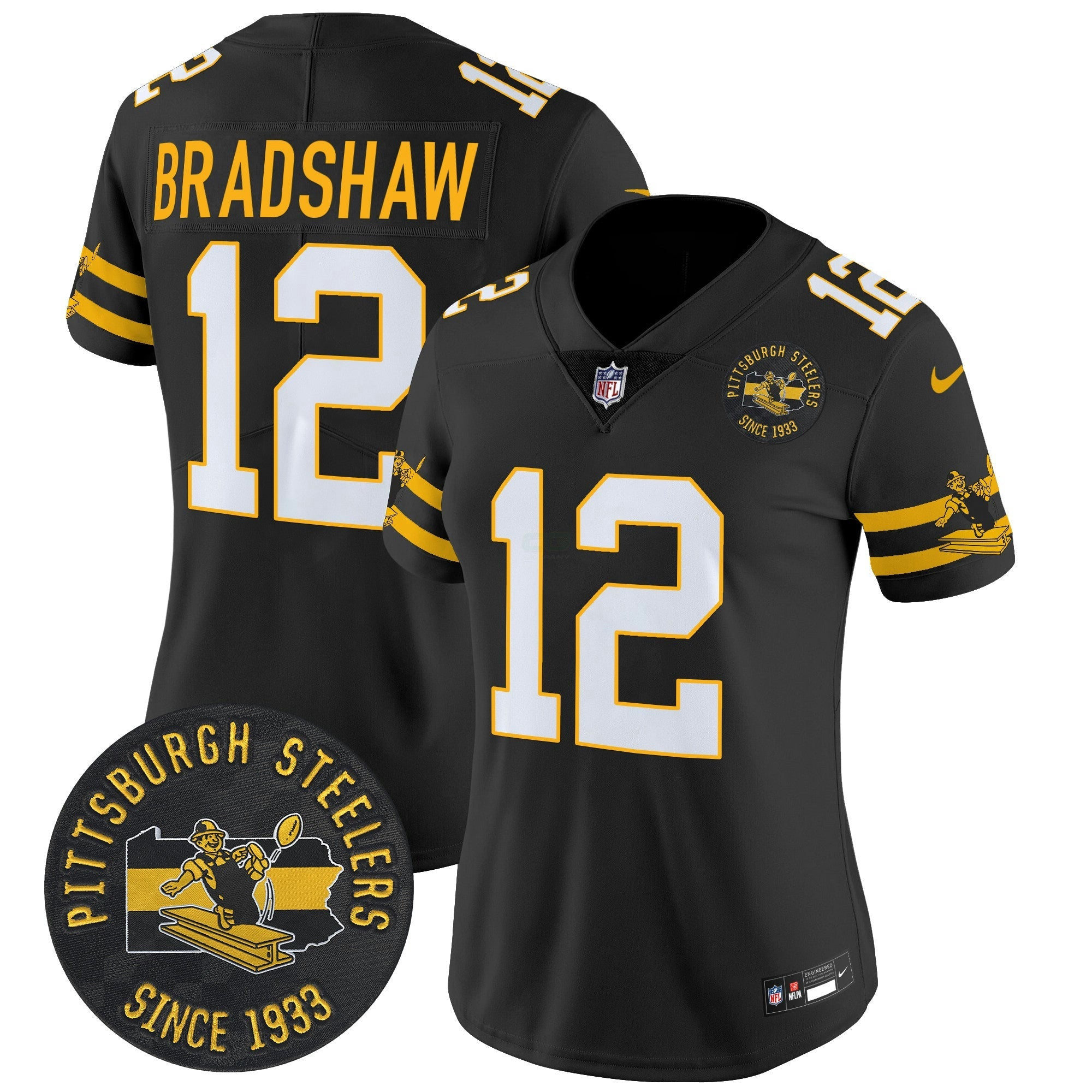 Camisa NFL Women’s Pittsburgh Throwback 1933 Patch Vapor Limited Jersey