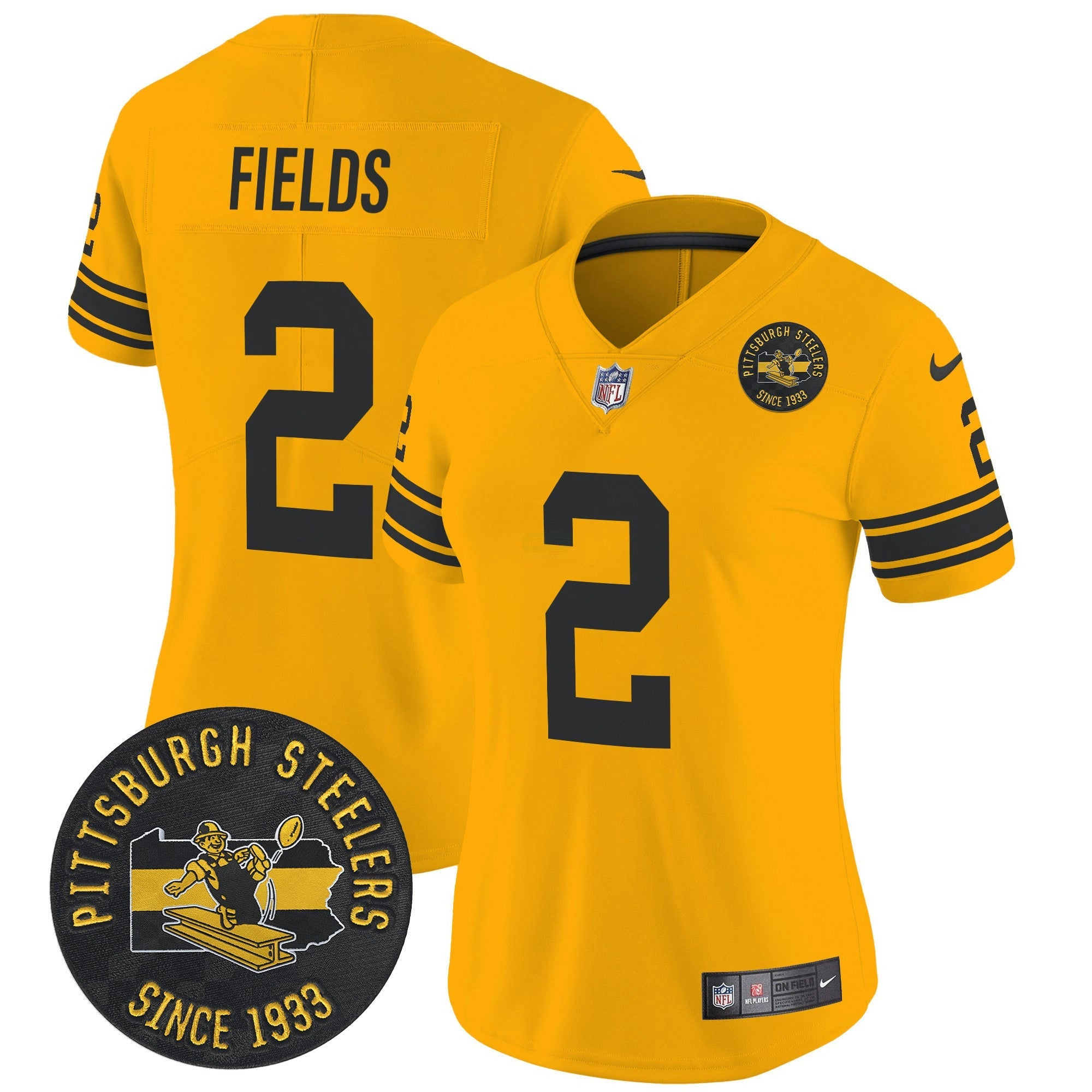 Camisa NFL Women’s Pittsburgh Throwback 1962 Vapor Limited Jersey – Est. 1933 Patch