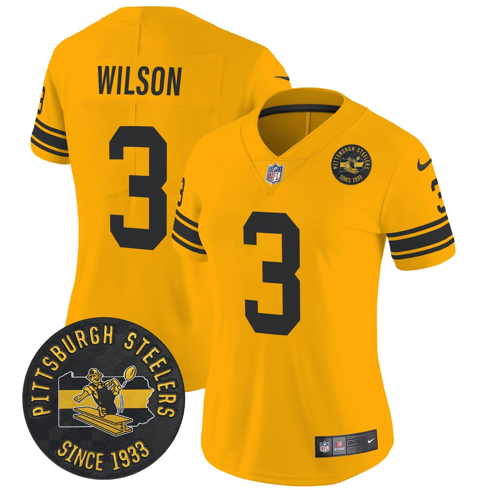 Camisa NFL Women’s Pittsburgh Throwback 1962 Vapor Limited Jersey – Est. 1933 Patch