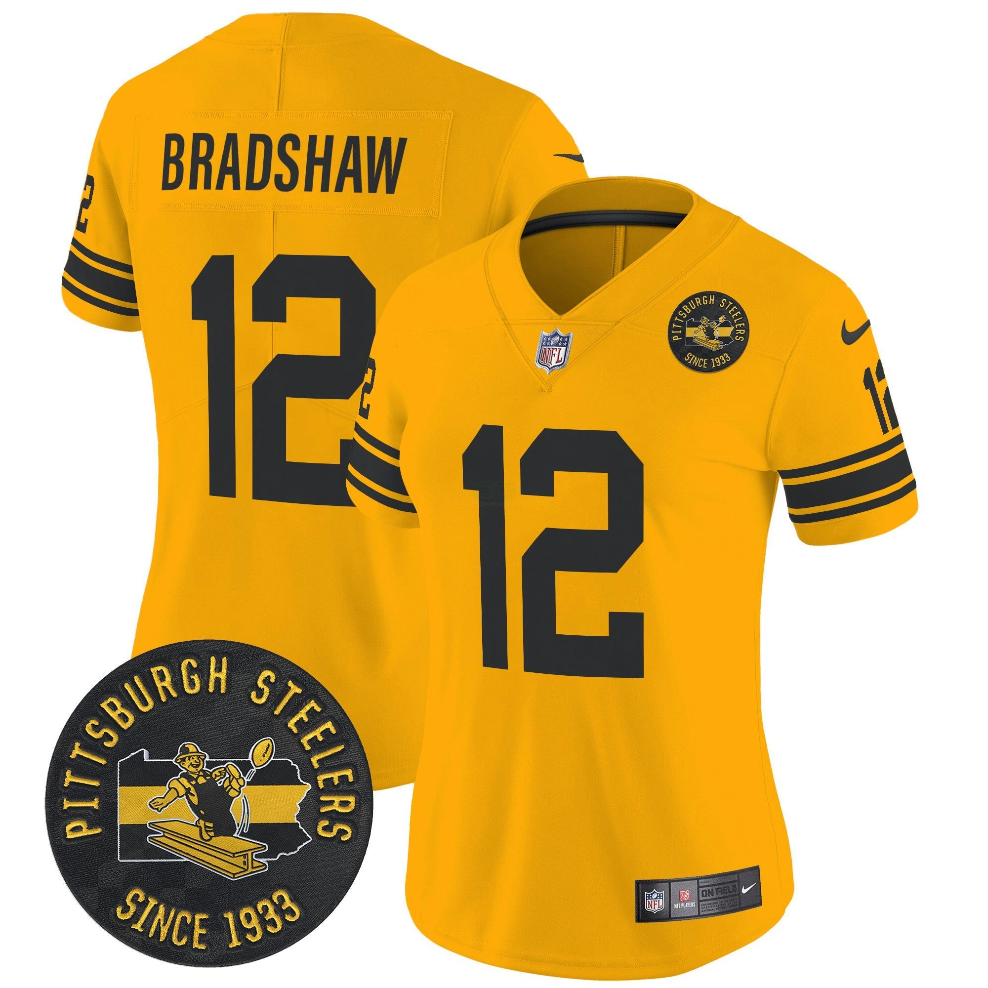 Camisa NFL Women’s Pittsburgh Throwback 1962 Vapor Limited Jersey – Est. 1933 Patch