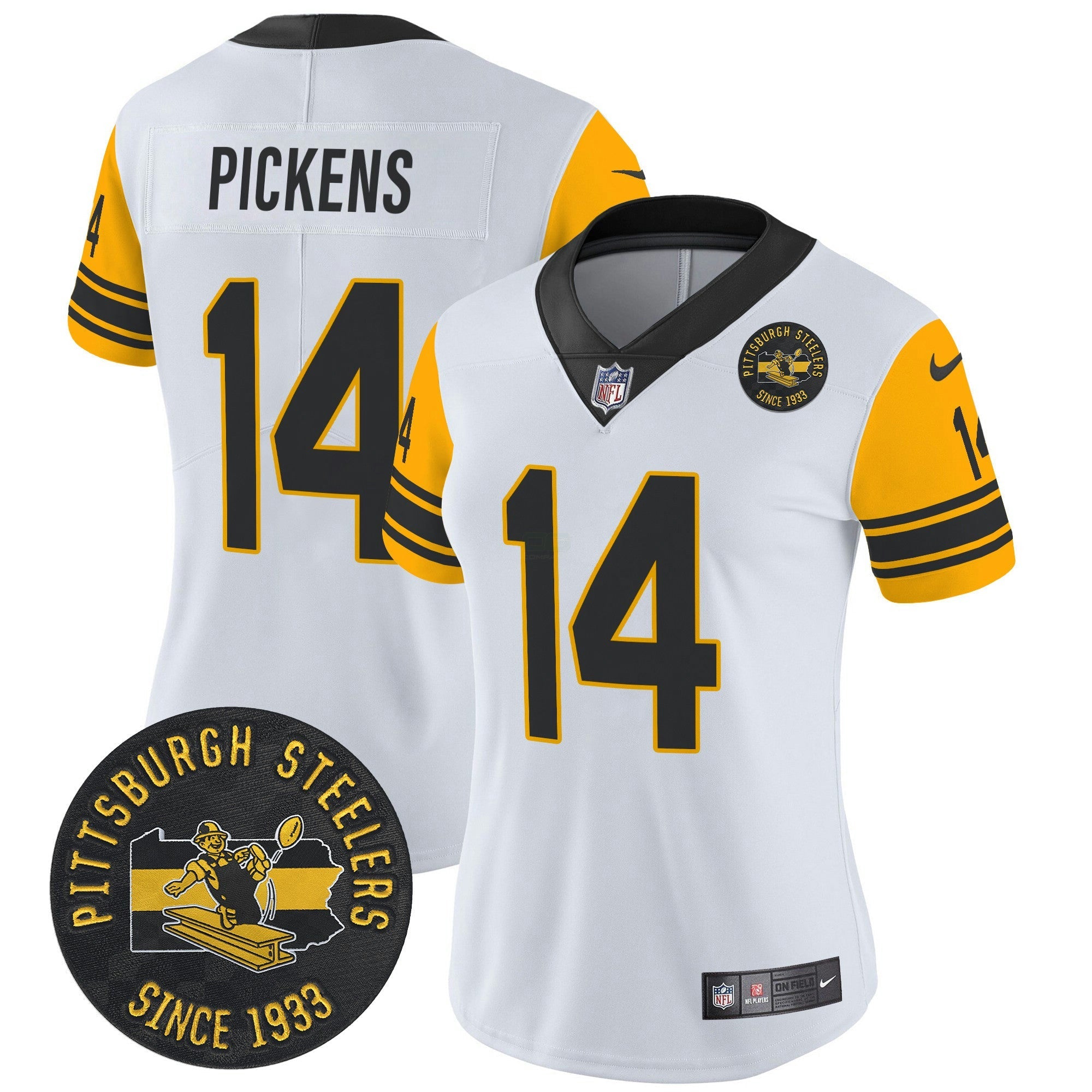Camisa NFL Women’s Pittsburgh Throwback 1962 Vapor Limited Jersey – Est. 1933 Patch