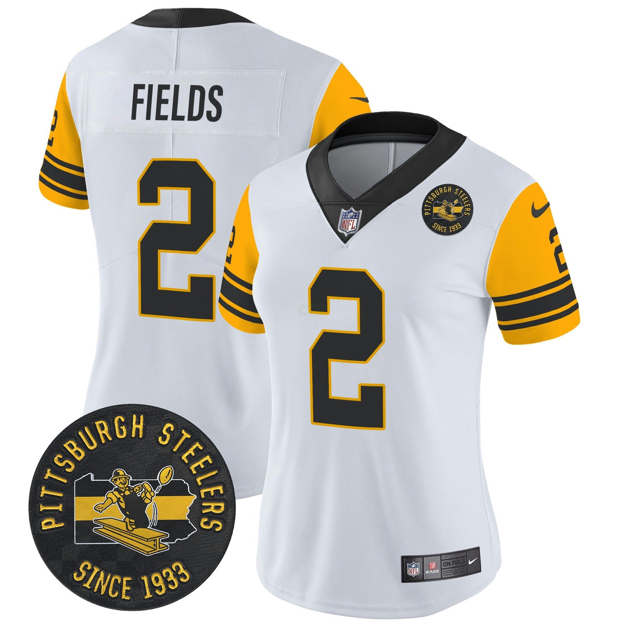 Camisa NFL Women’s Pittsburgh Throwback 1962 Vapor Limited Jersey – Est. 1933 Patch
