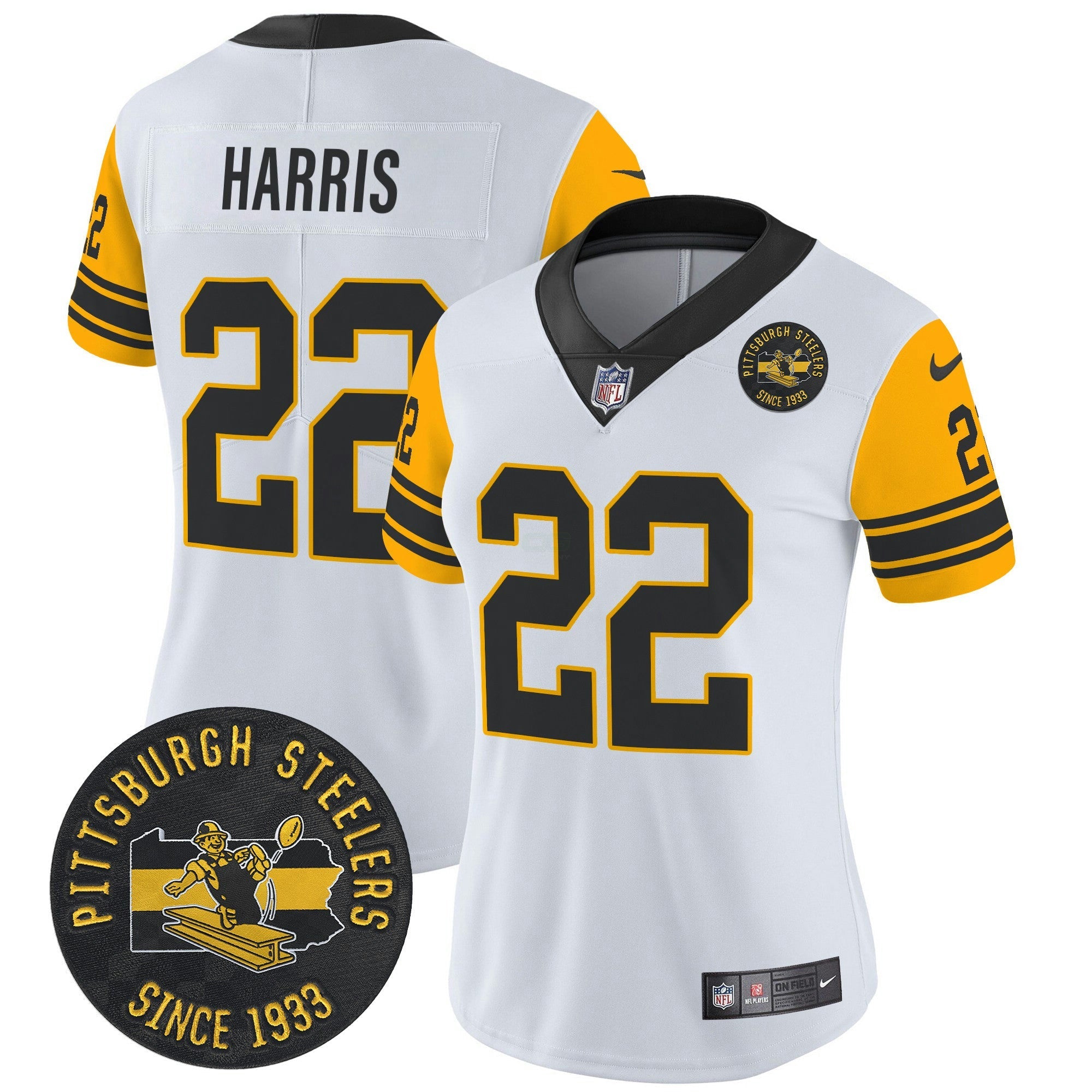 Camisa NFL Women’s Pittsburgh Throwback 1962 Vapor Limited Jersey – Est. 1933 Patch
