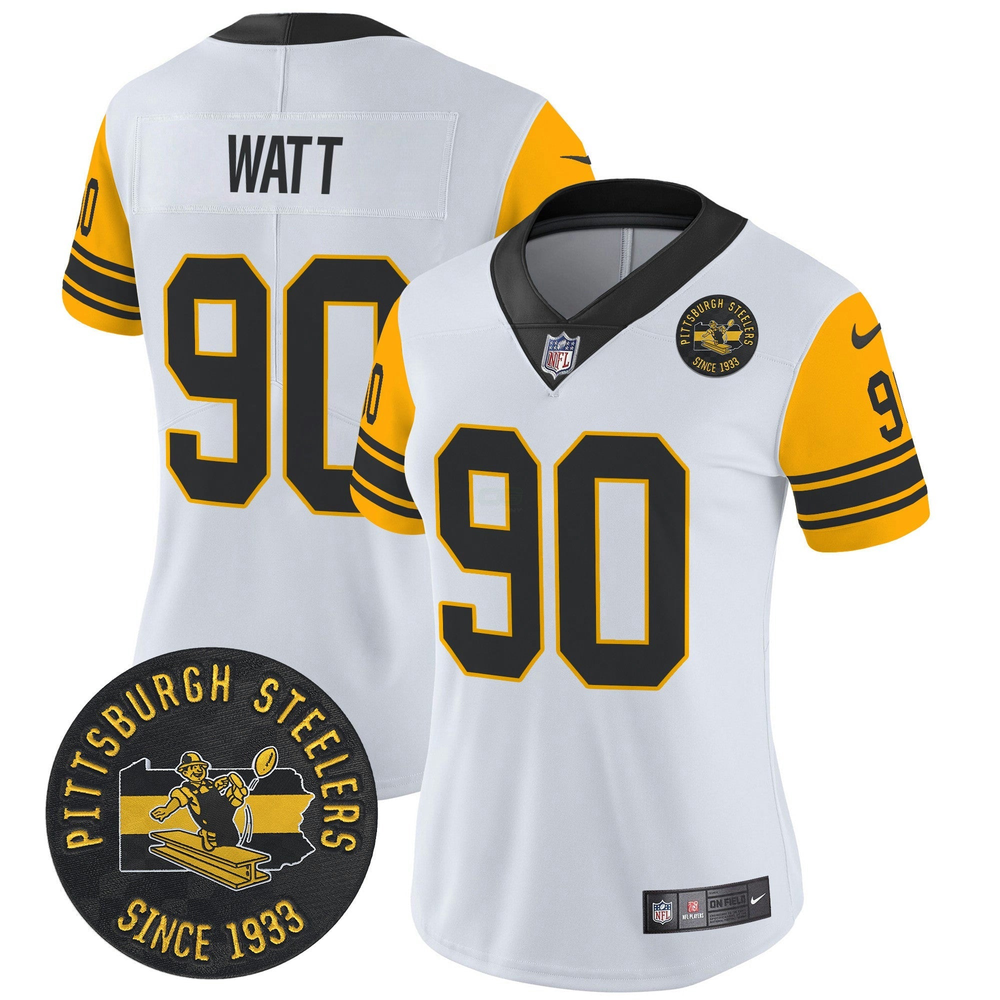 Camisa NFL Women’s Pittsburgh Throwback 1962 Vapor Limited Jersey – Est. 1933 Patch