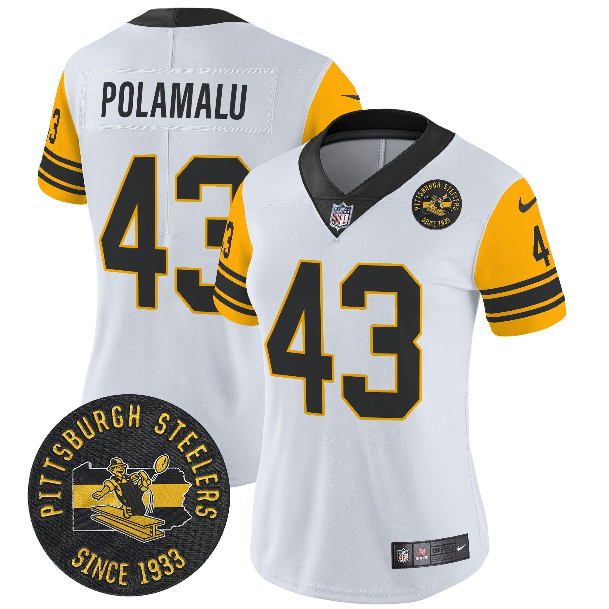 Camisa NFL Women’s Pittsburgh Throwback 1962 Vapor Limited Jersey – Est. 1933 Patch