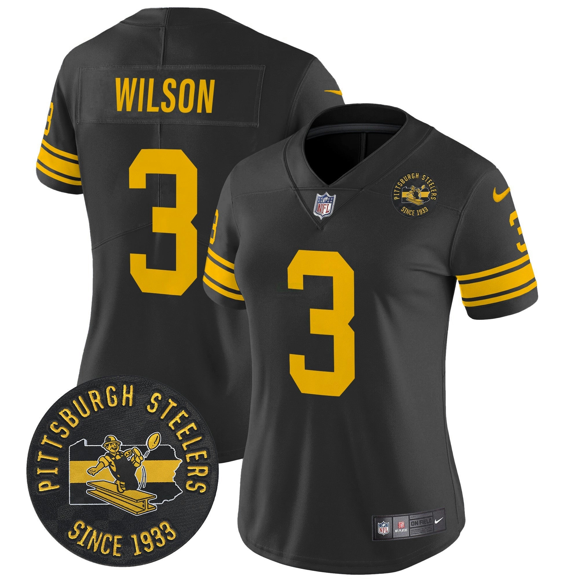 Camisa NFL Women’s Pittsburgh Throwback 1962 Vapor Limited Jersey – Est. 1933 Patch