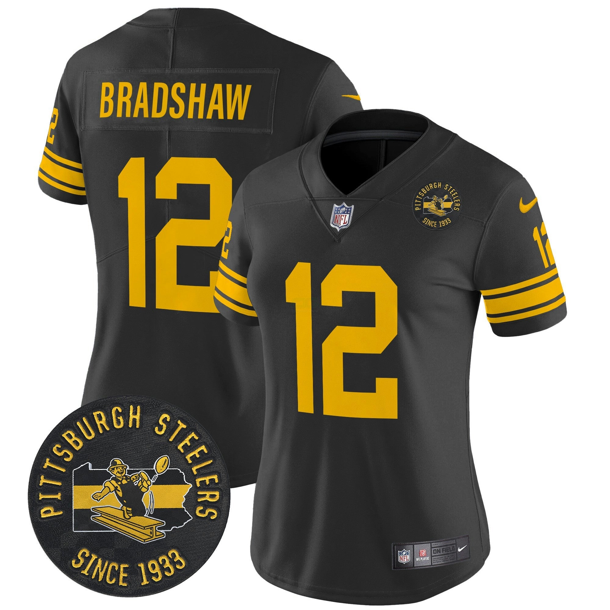 Camisa NFL Women’s Pittsburgh Throwback 1962 Vapor Limited Jersey – Est. 1933 Patch