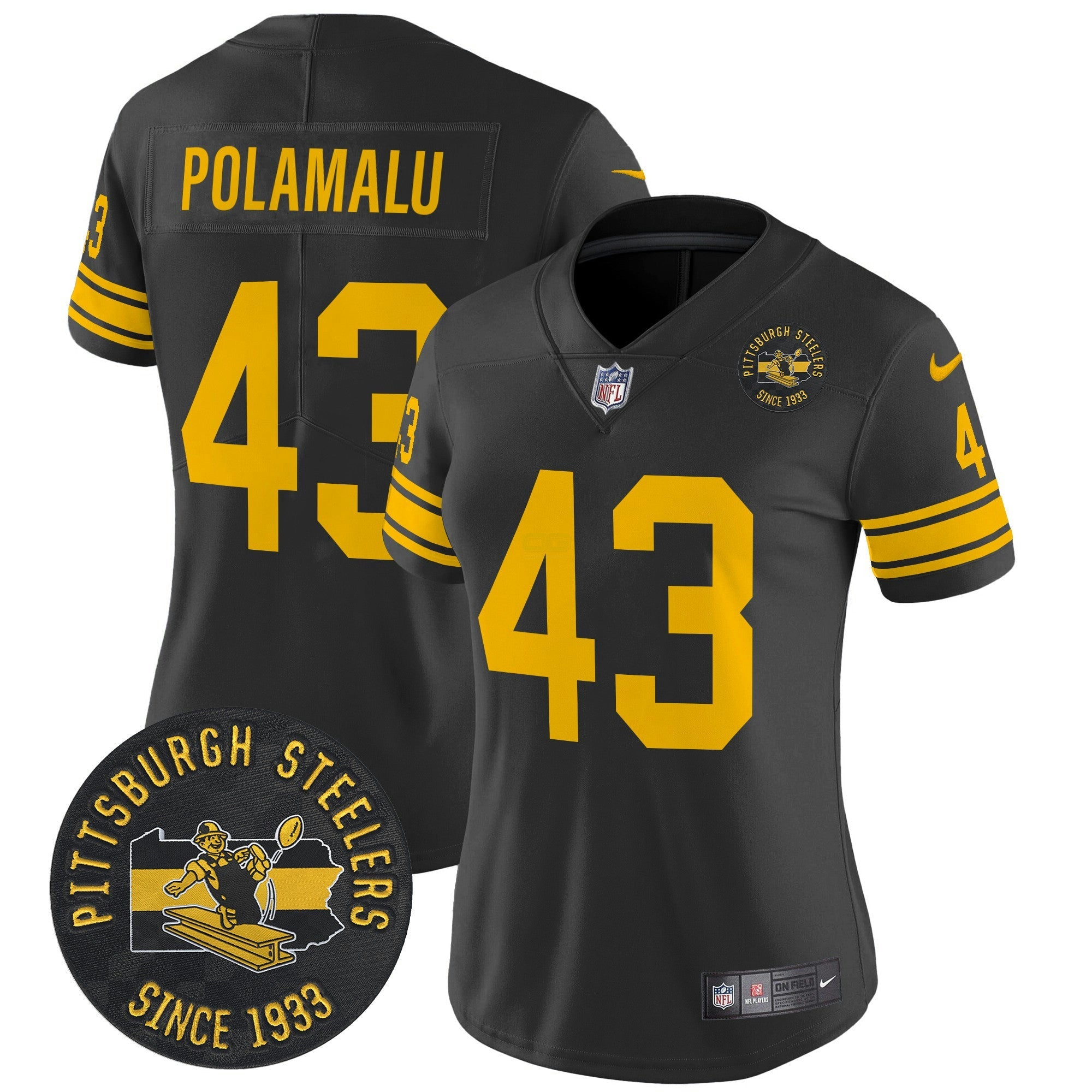 Camisa NFL Women’s Pittsburgh Throwback 1962 Vapor Limited Jersey – Est. 1933 Patch
