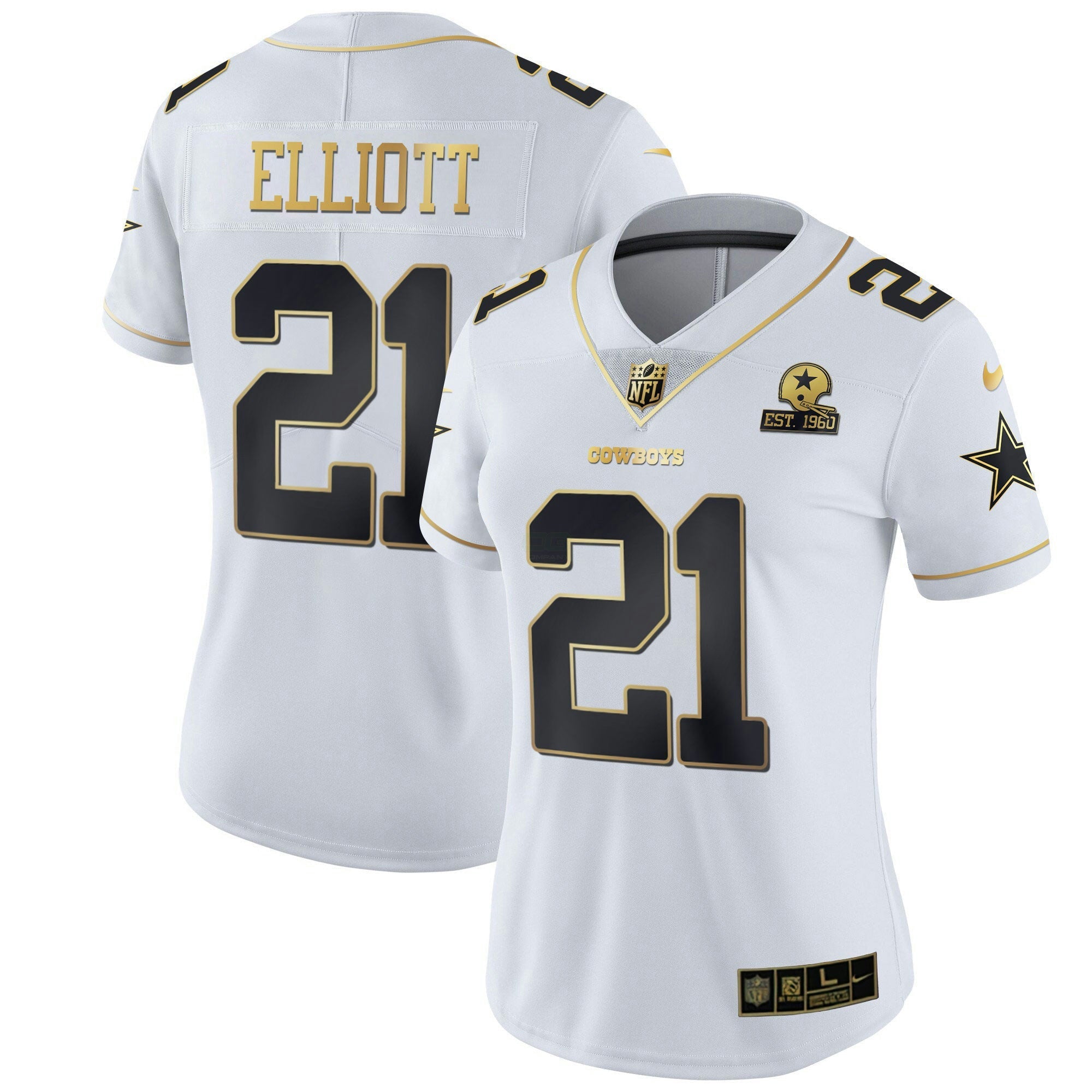 Camisa NFL Women’s Preta Dourada & Branca Dourada