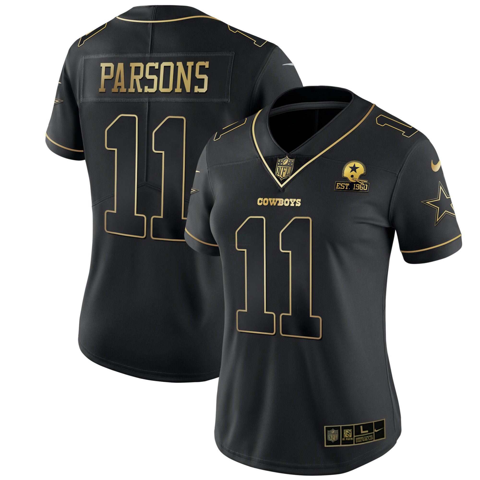 Camisa NFL Women’s Preta Dourada & Branca Dourada