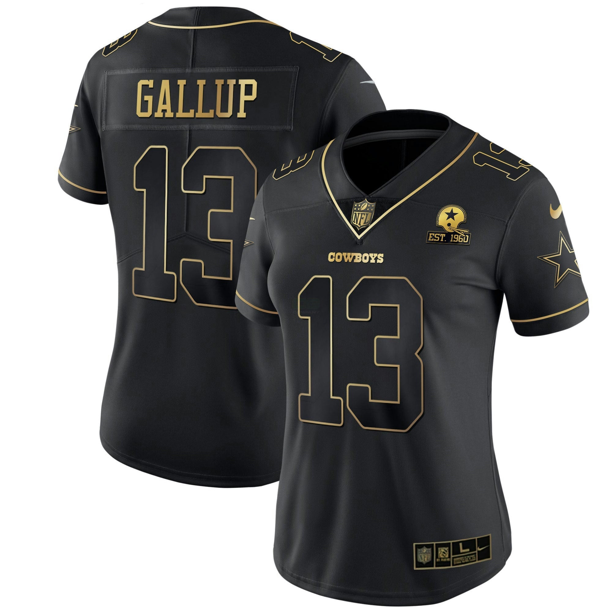 Camisa NFL Women’s Preta Dourada & Branca Dourada