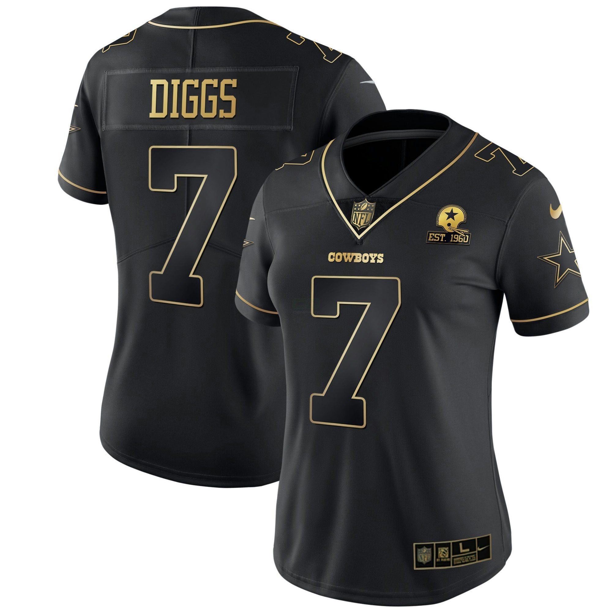 Camisa NFL Women’s Preta Dourada & Branca Dourada