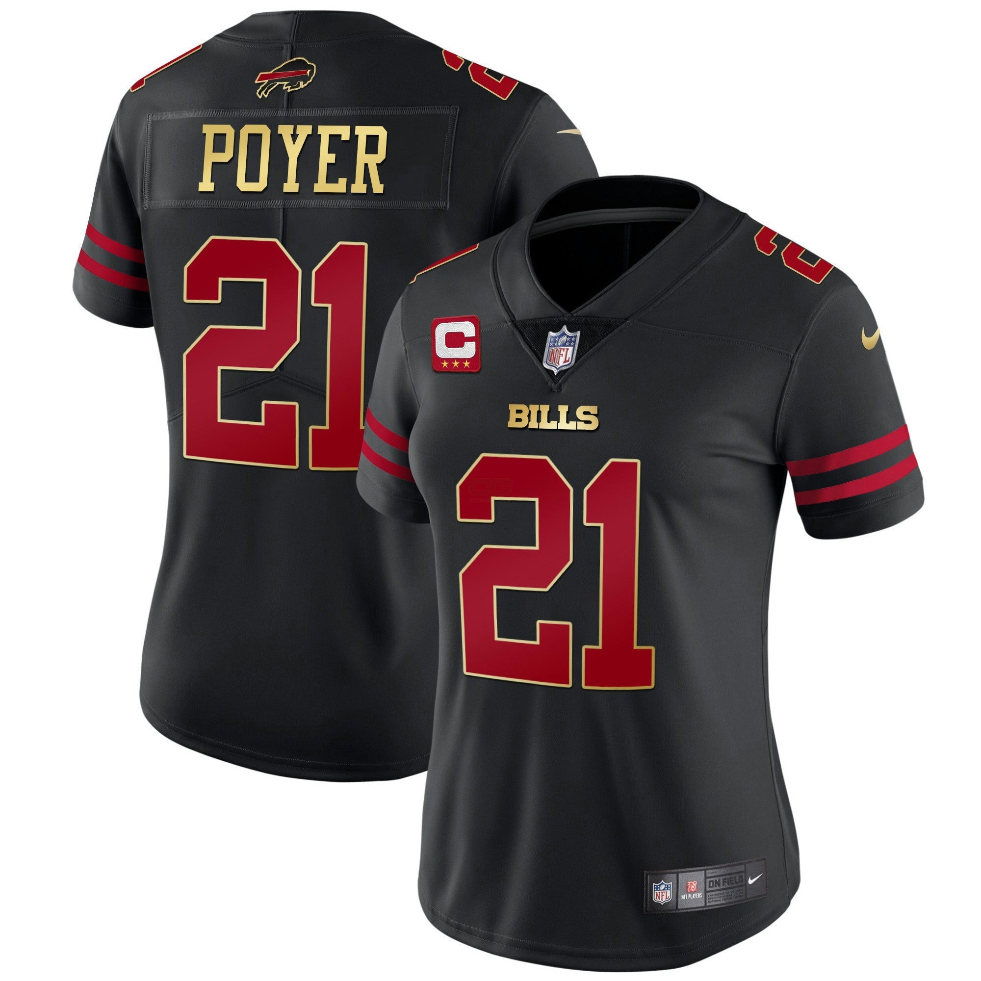 Camisa NFL Women’s Preta Vermelha Vapor Jersey