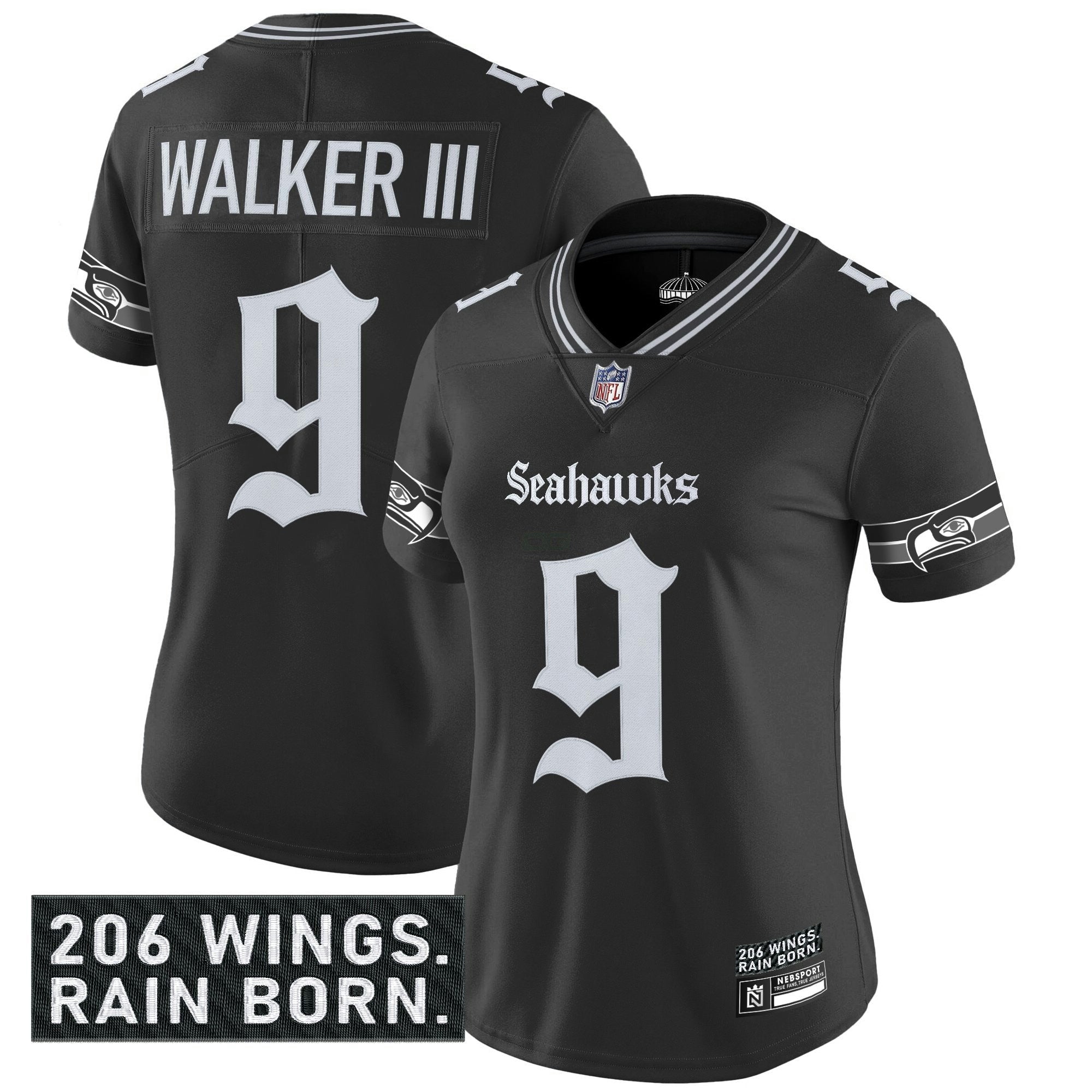Camisa NFL Women’s Seattle ‘Gothic Rain City Shadows Edition’ Vapor Limited Jersey