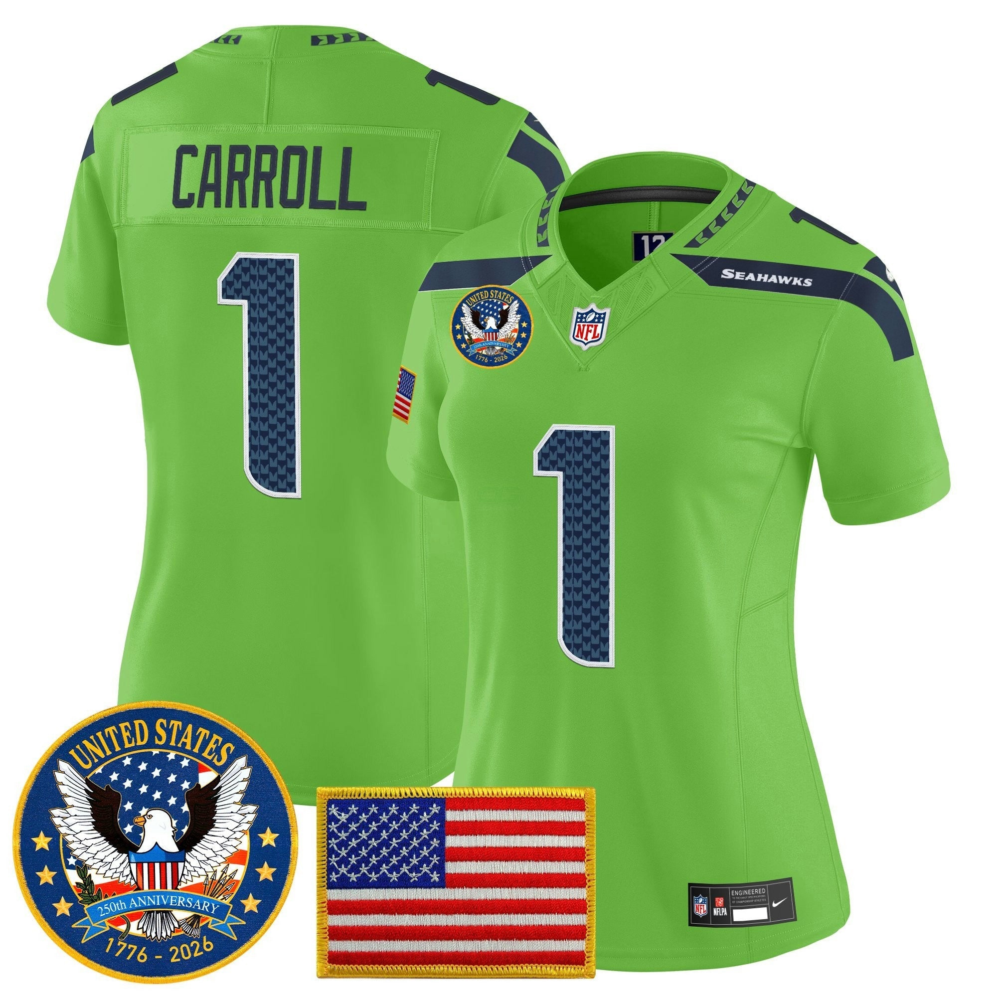 Camisa NFL Women’s Seattle “United States 250th Anniversary Patch” Vapor Limited Jersey